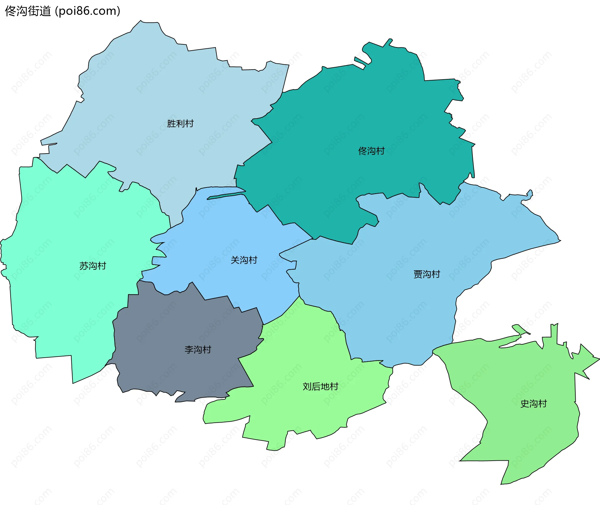 佟沟街道边界地图(五级行政区划)