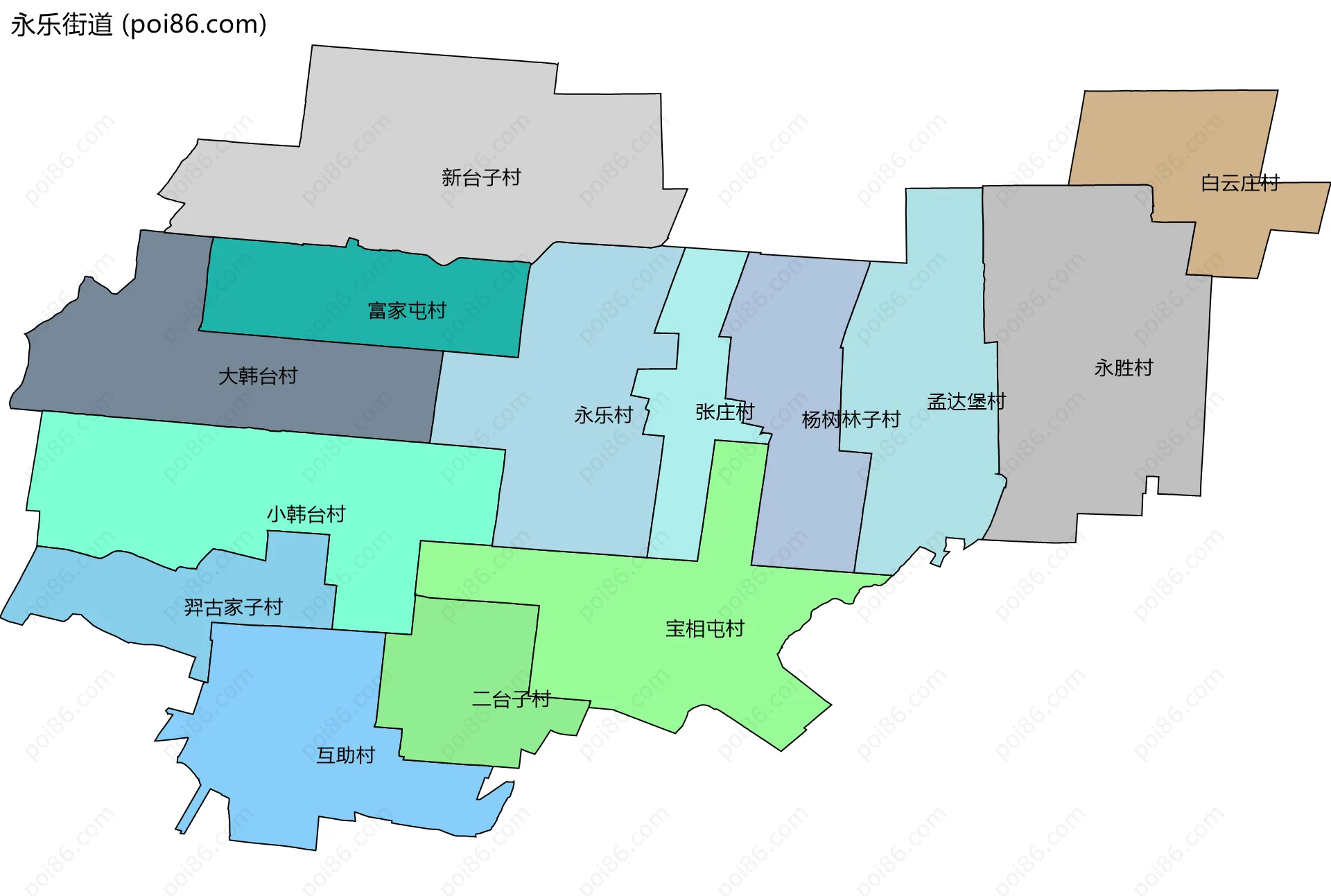 永乐街道边界地图(五级行政区划)