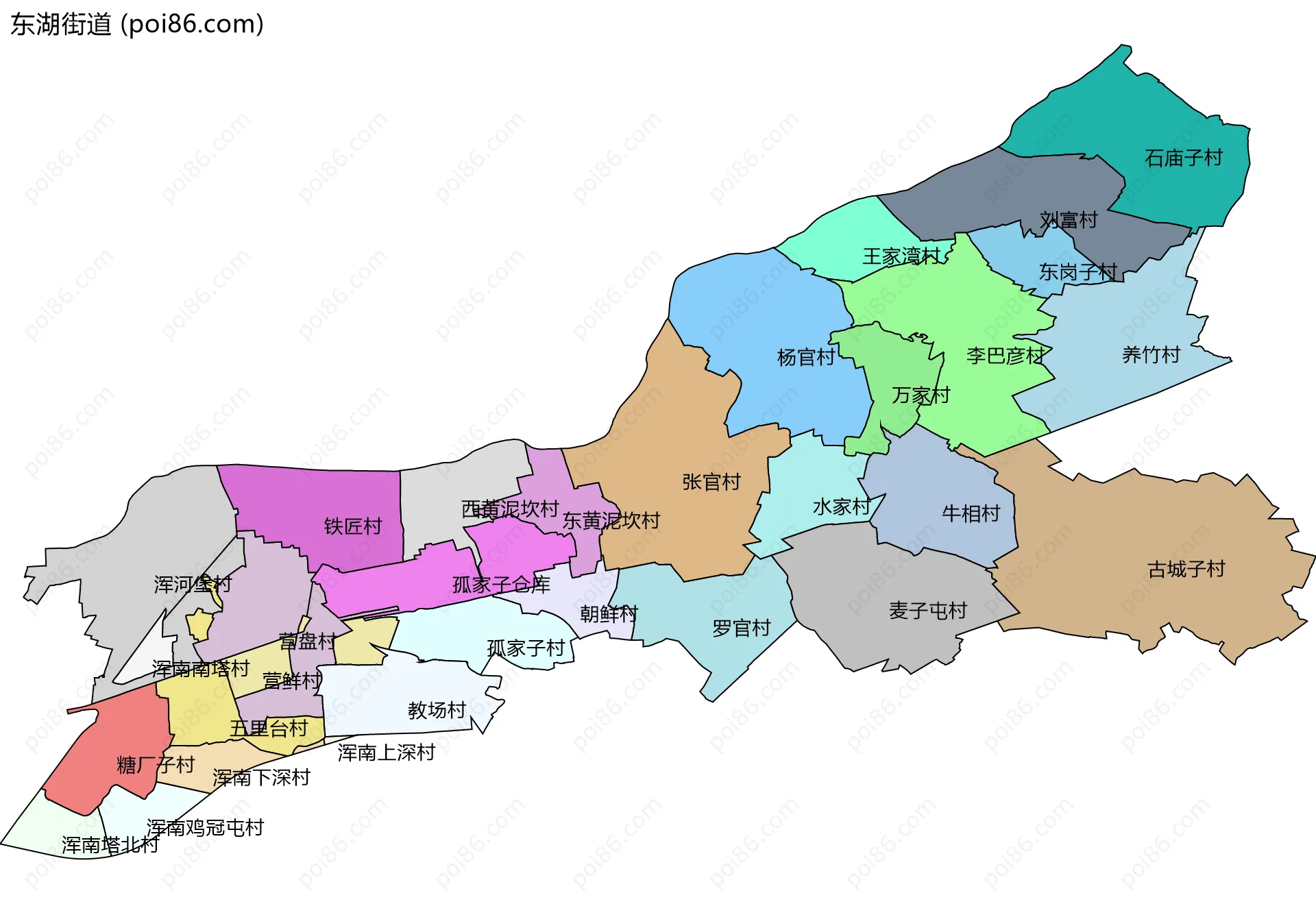 东湖街道边界地图(五级行政区划)