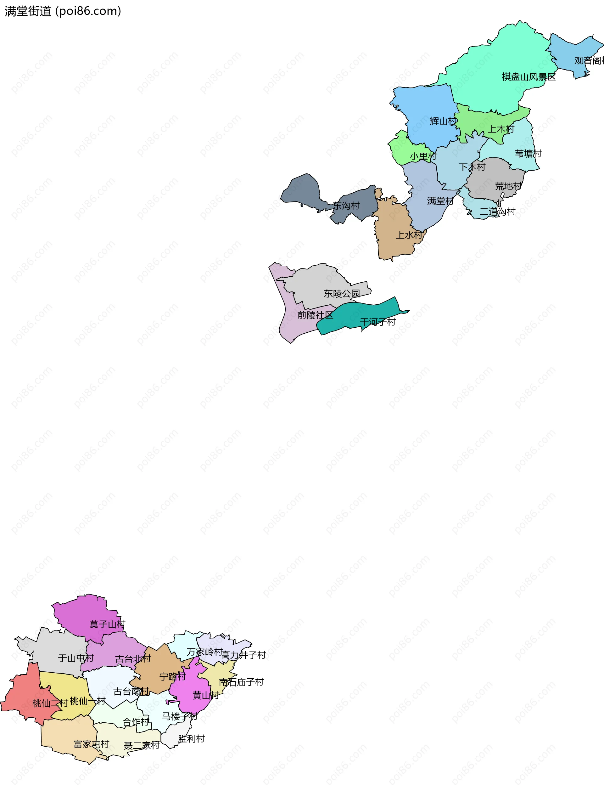 满堂街道边界地图(五级行政区划)