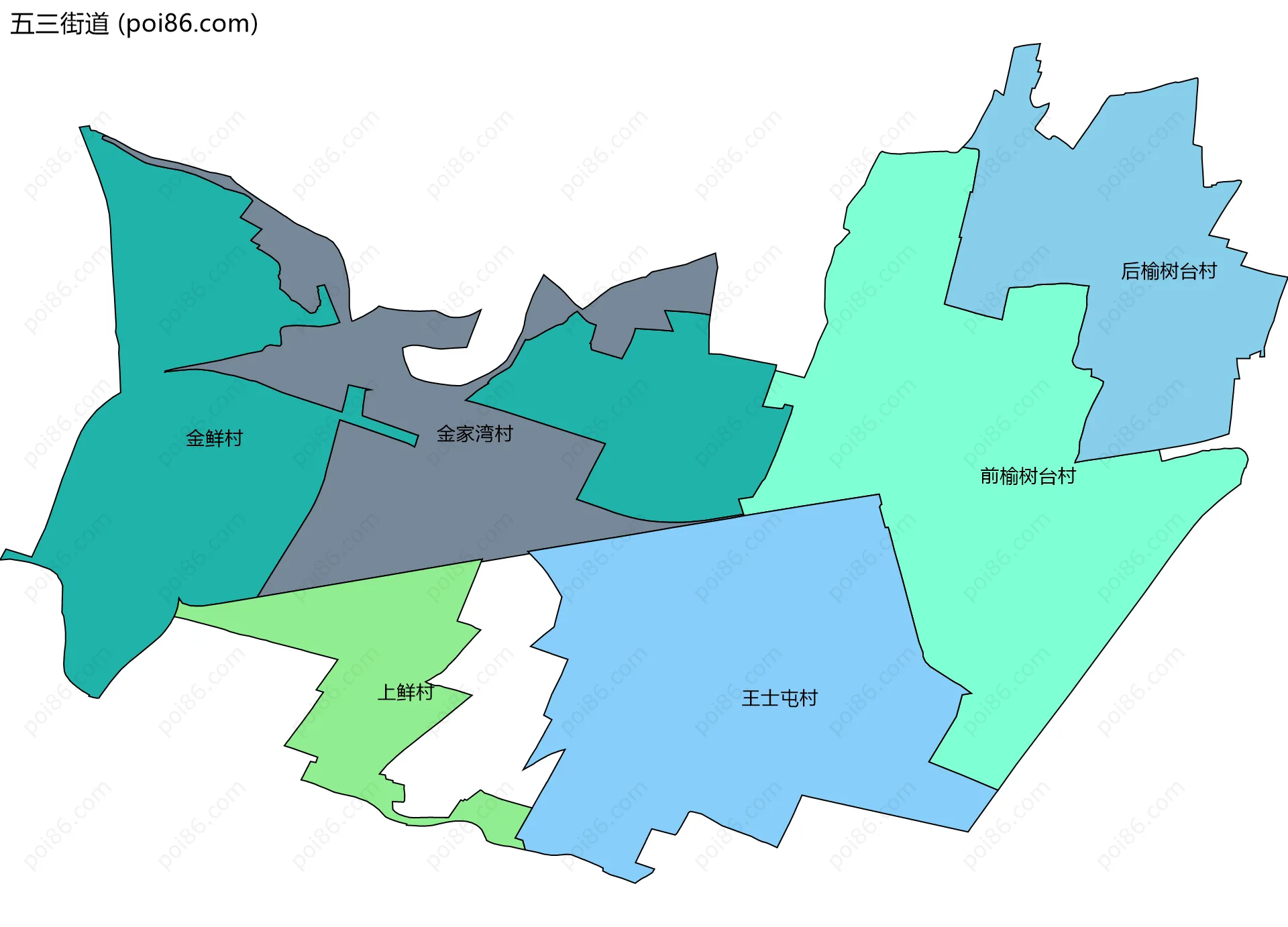 五三街道边界地图(五级行政区划)