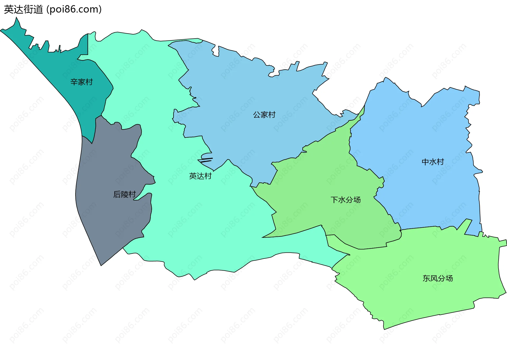 英达街道边界地图(五级行政区划)