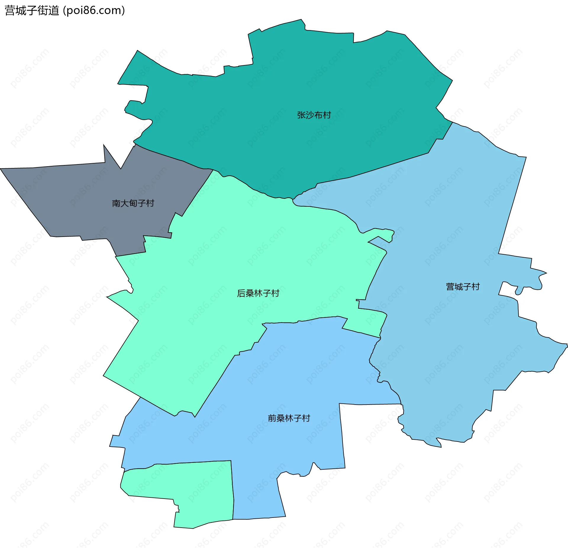 营城子街道边界地图(五级行政区划)