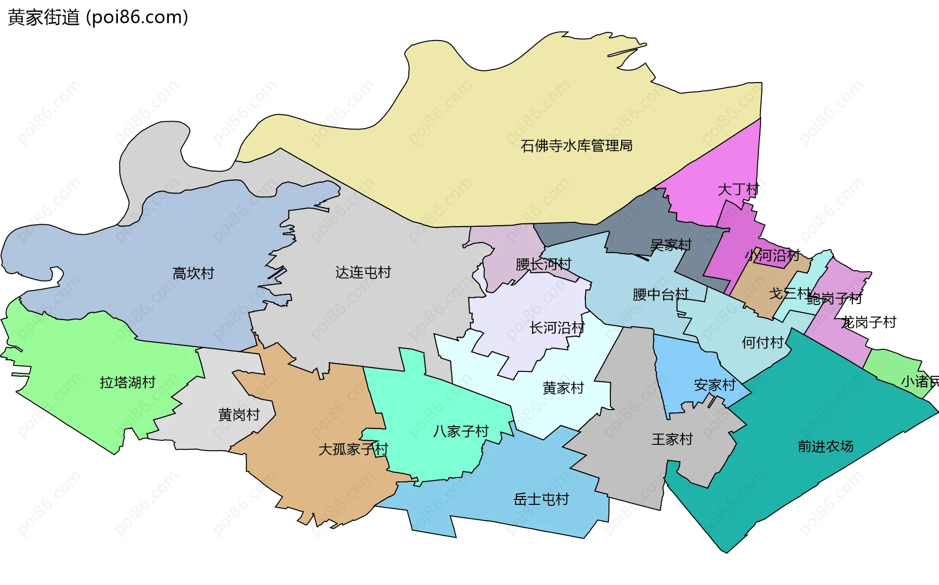 黄家街道边界地图(五级行政区划)