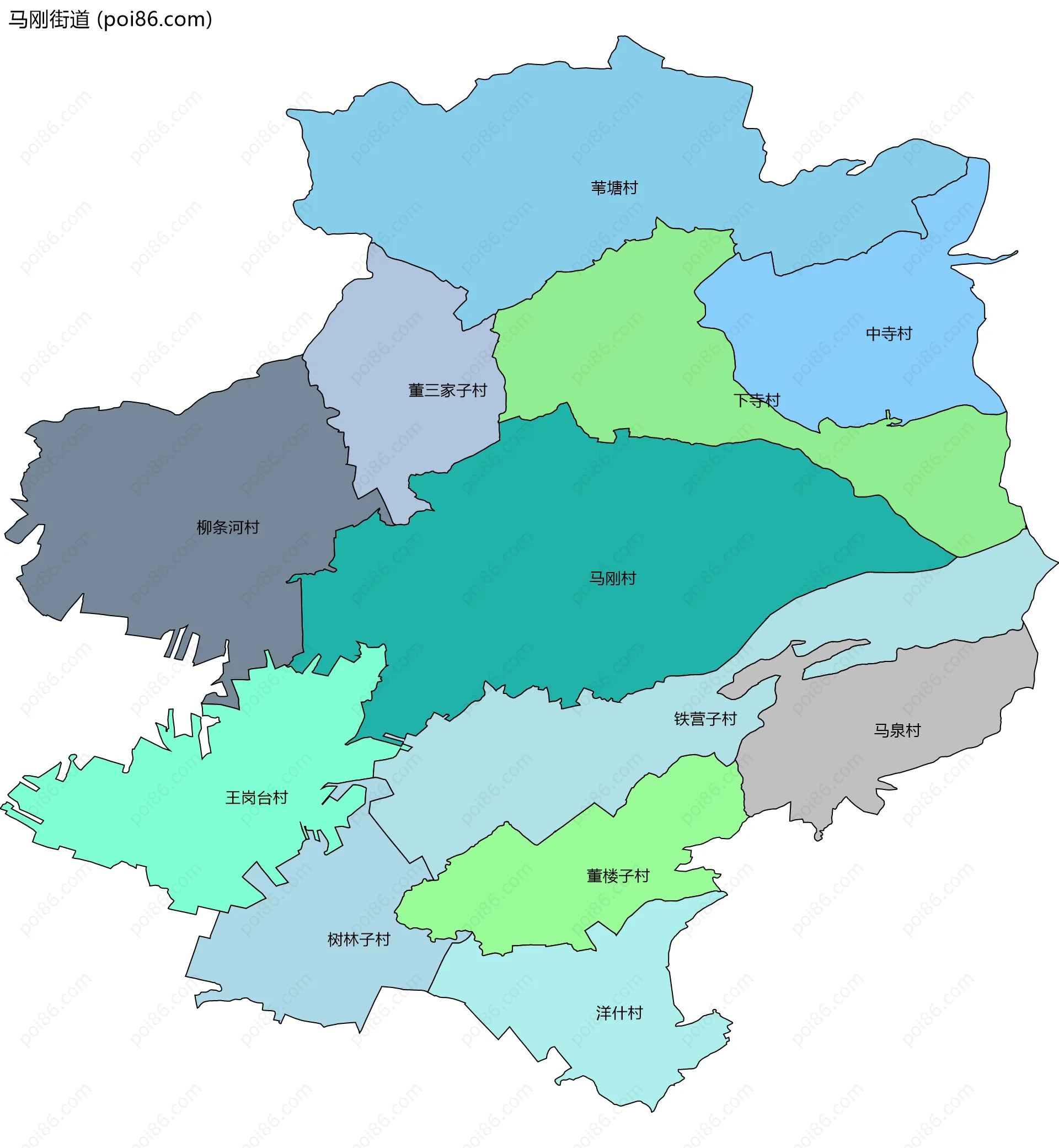 马刚街道边界地图(五级行政区划)