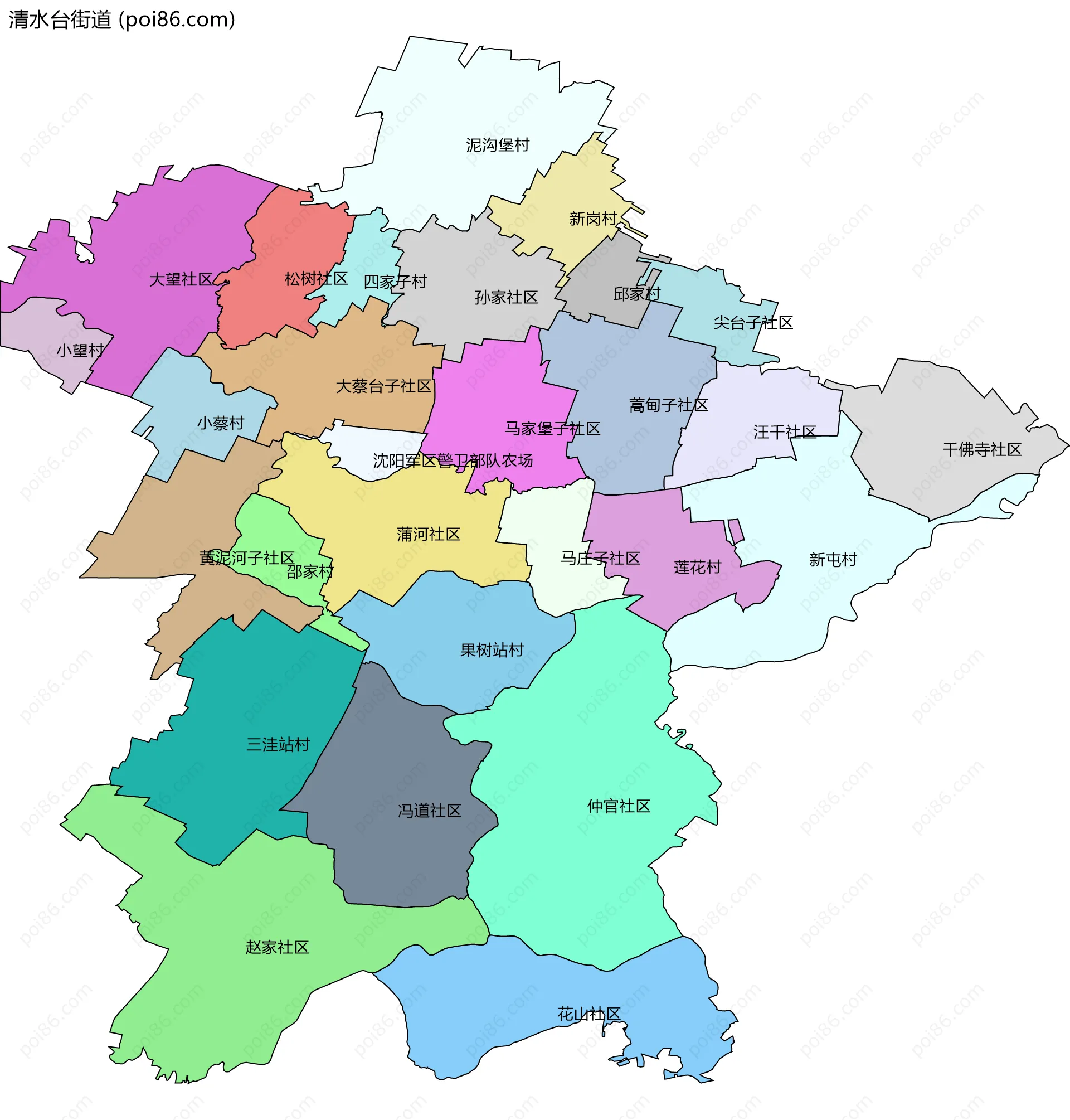 清水台街道边界地图(五级行政区划)