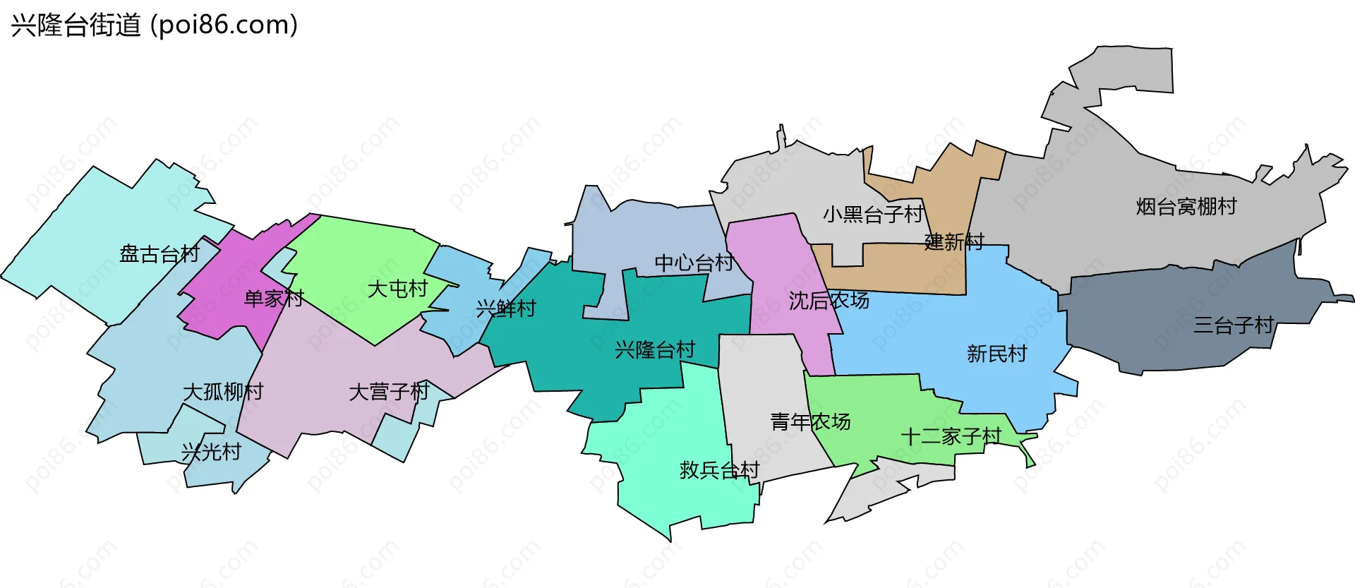 兴隆台街道边界地图(五级行政区划)