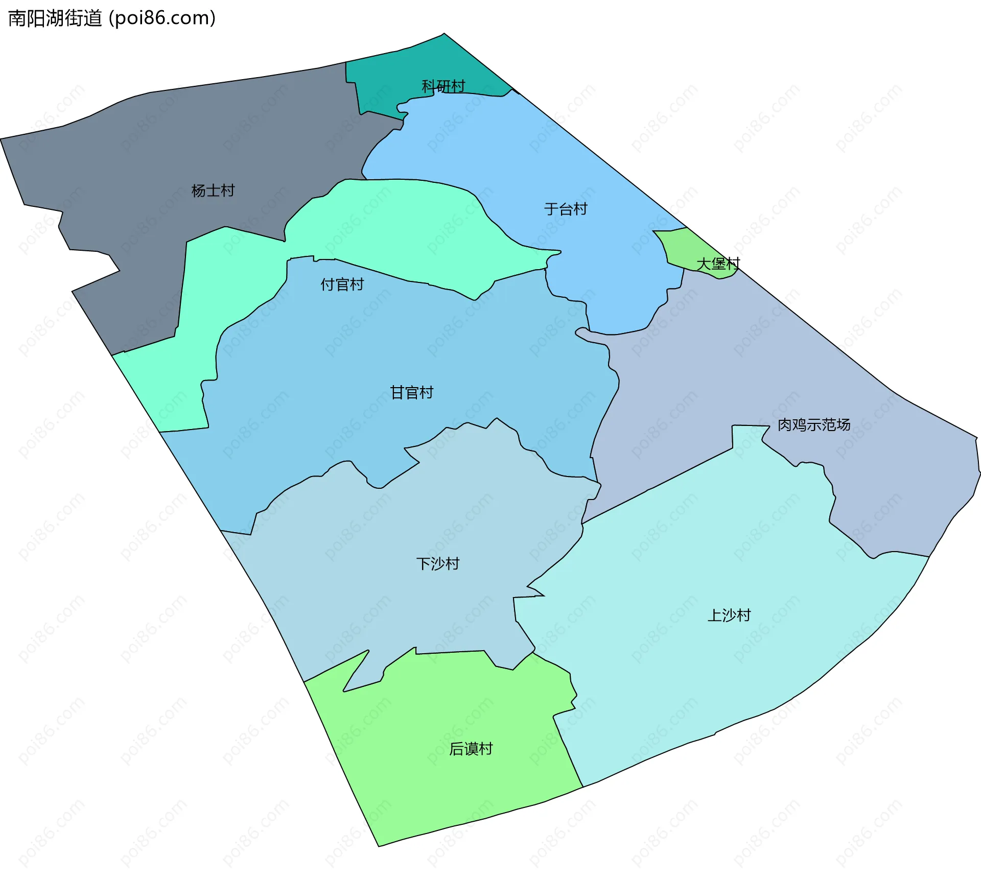 南阳湖街道边界地图(五级行政区划)