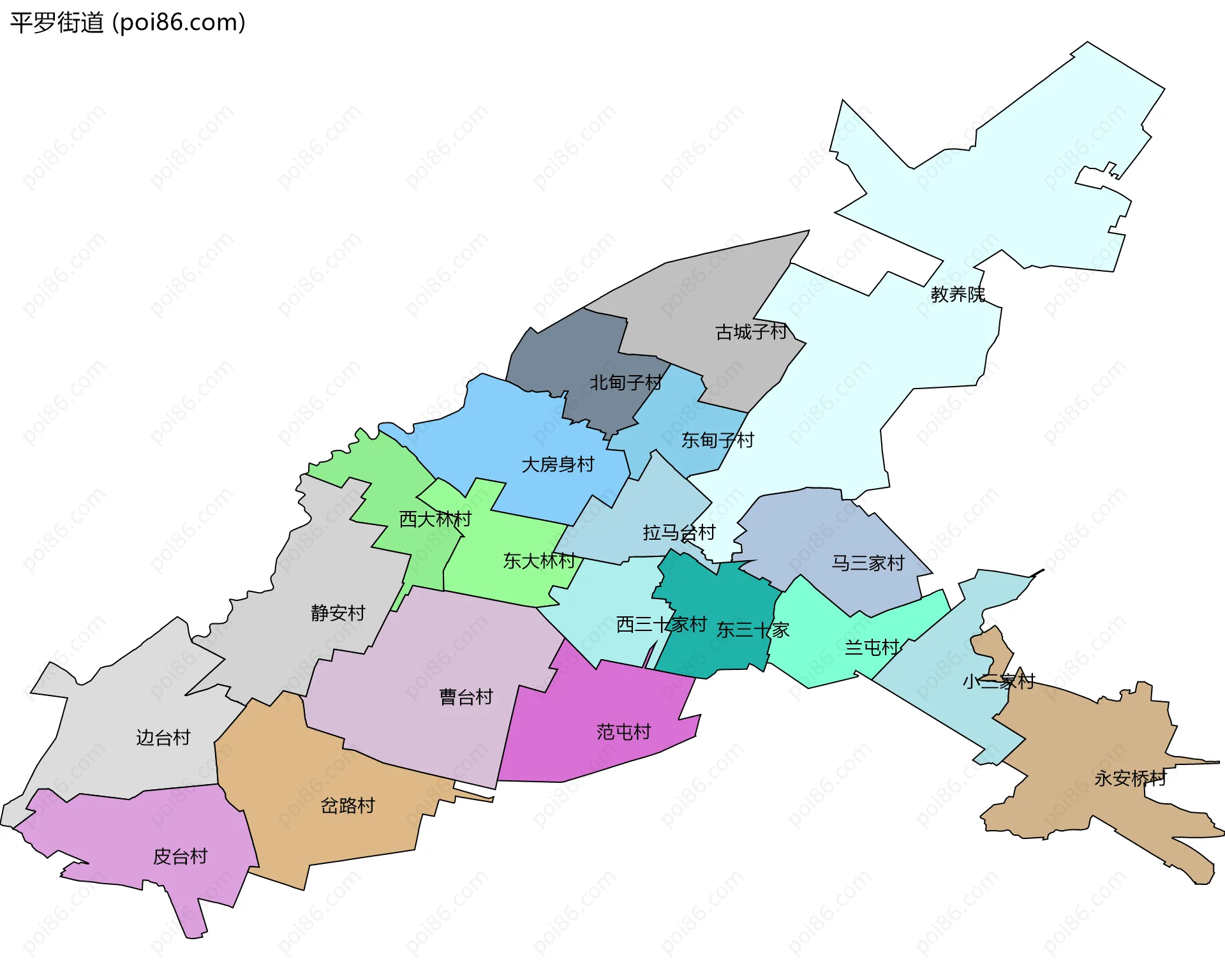 平罗街道边界地图(五级行政区划)
