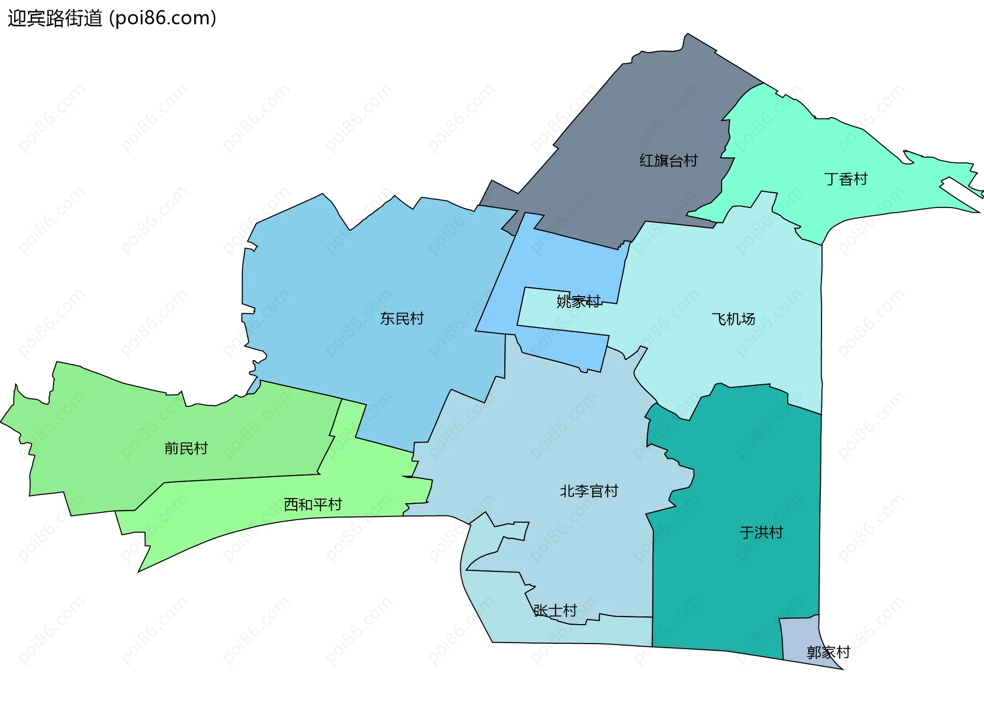 迎宾路街道边界地图(五级行政区划)
