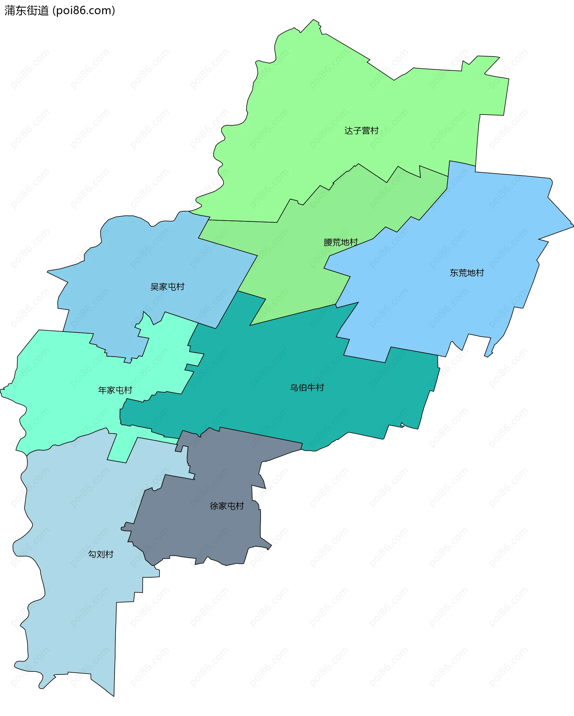 蒲东街道边界地图(五级行政区划)