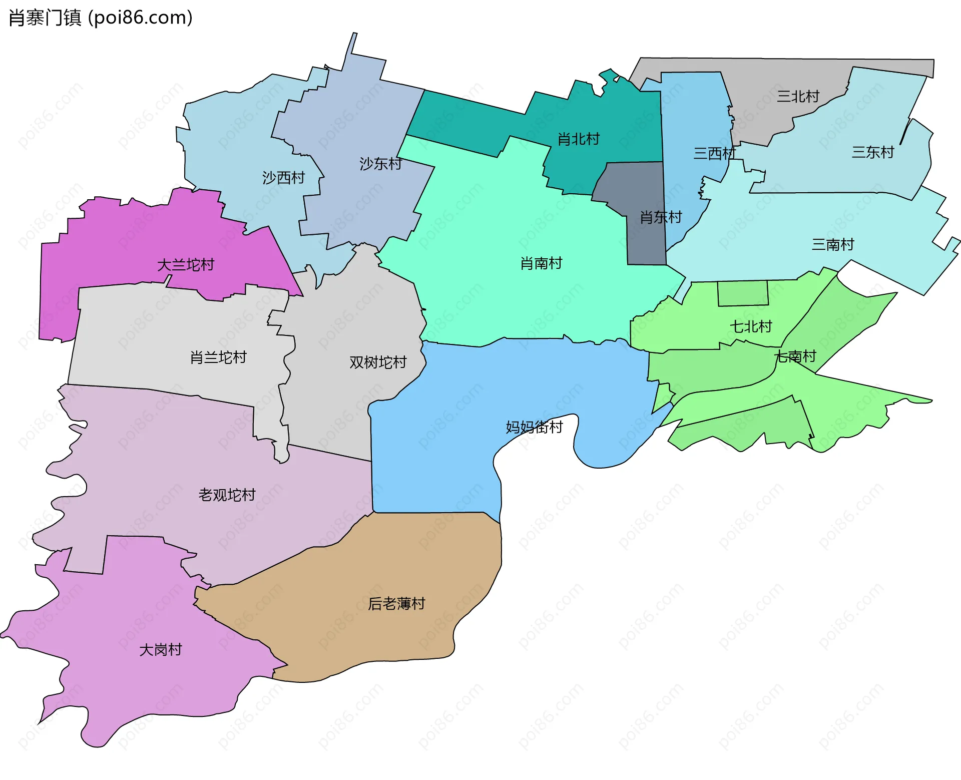 肖寨门镇边界地图(五级行政区划)