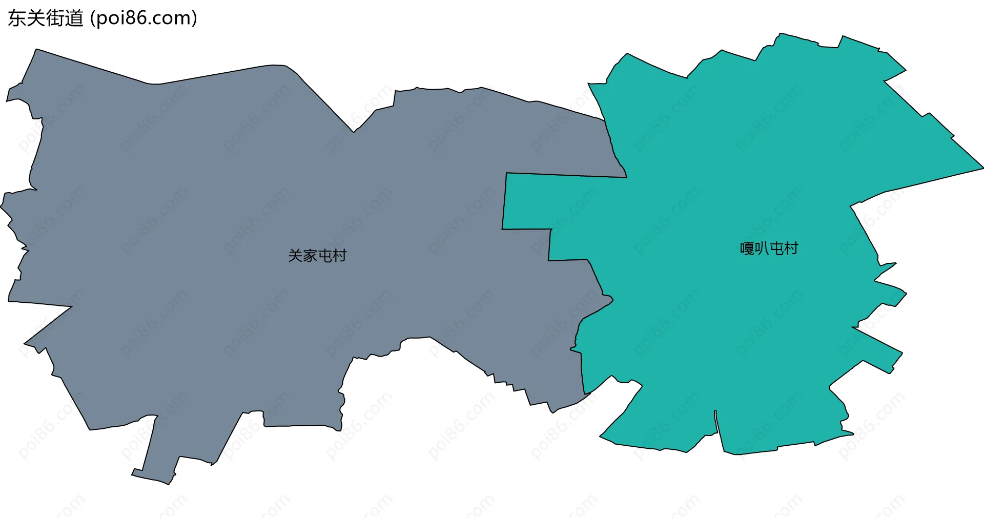 东关街道边界地图(五级行政区划)