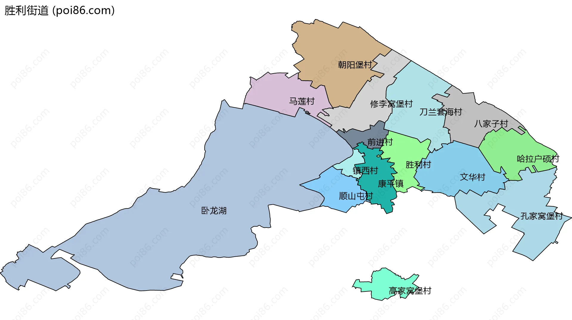 胜利街道边界地图(五级行政区划)