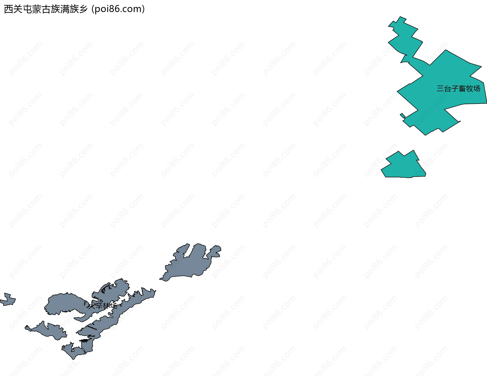 西关屯蒙古族满族乡边界地图(五级行政区划)