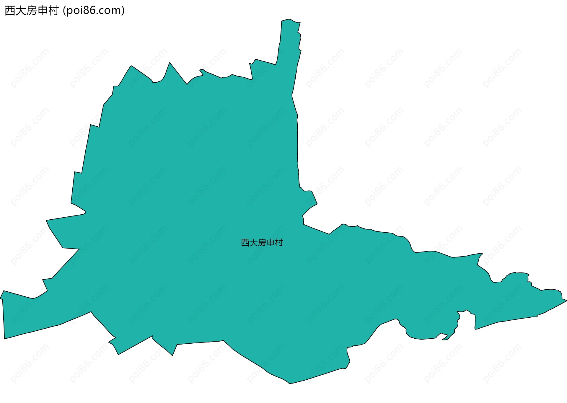 西大房申村边界地图