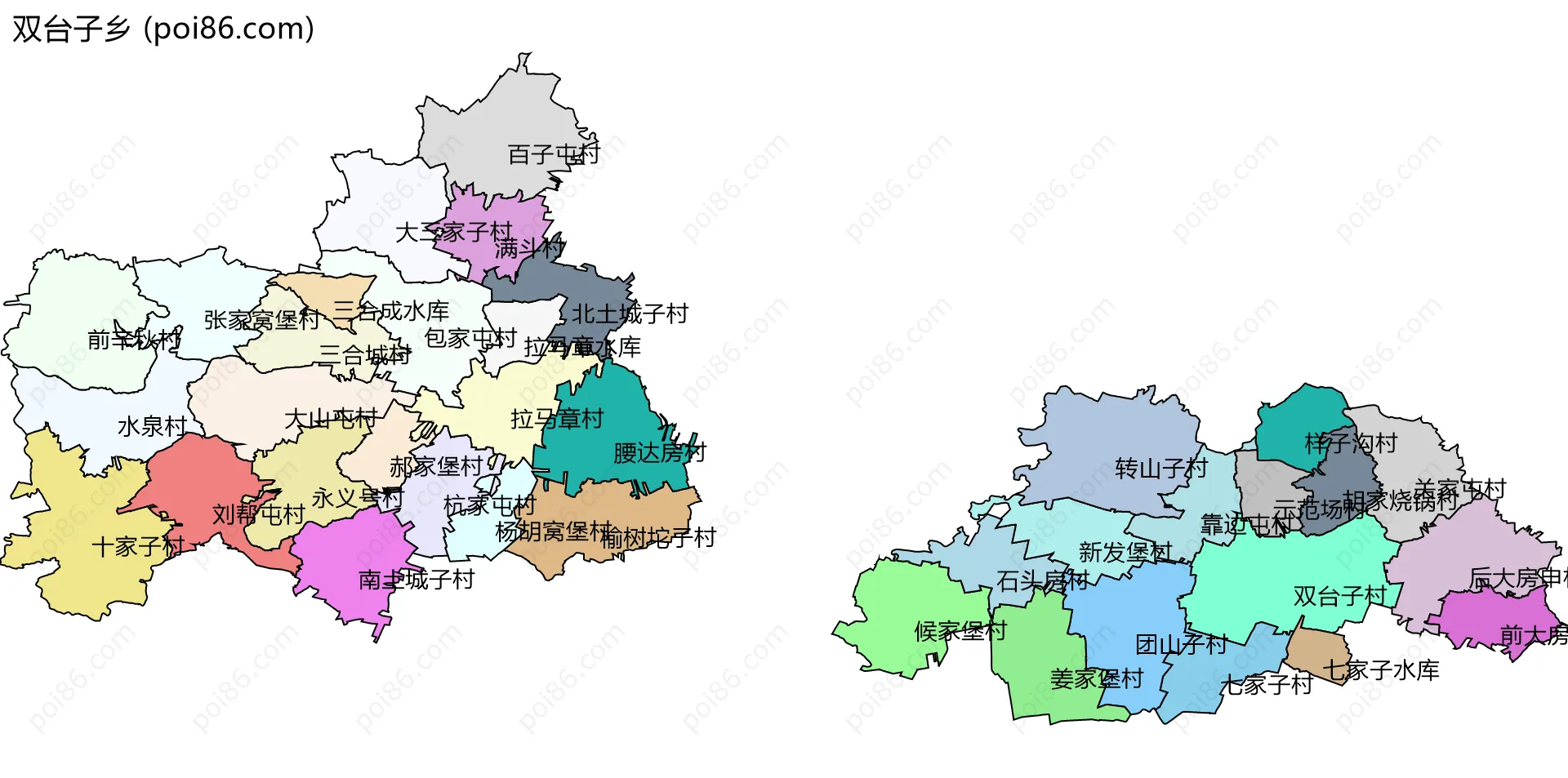 双台子乡边界地图(五级行政区划)