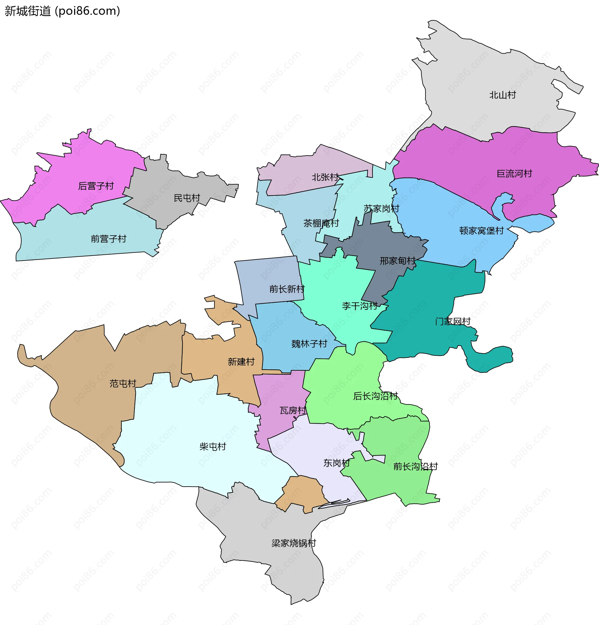 新城街道边界地图(五级行政区划)