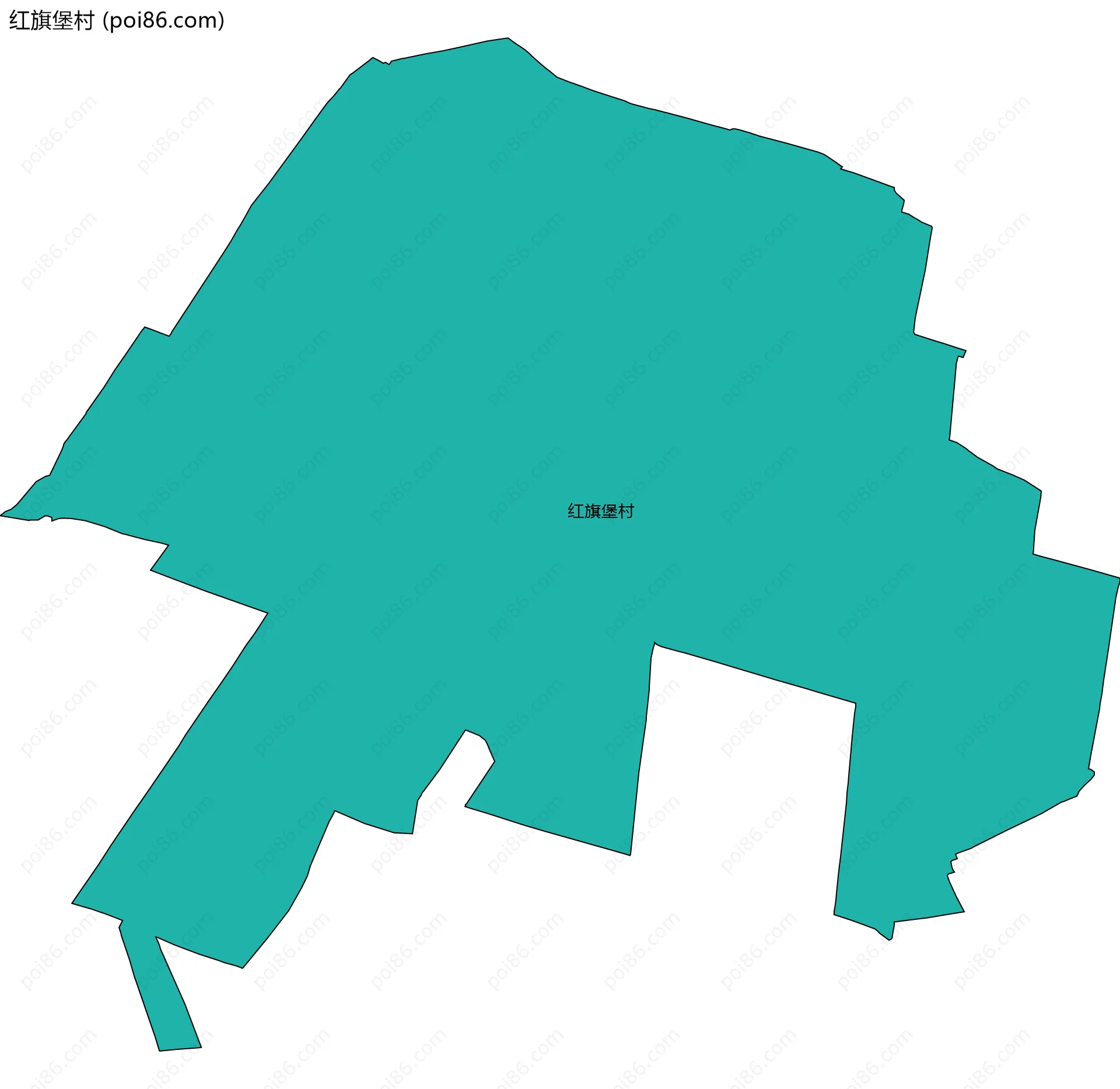 红旗堡村边界地图