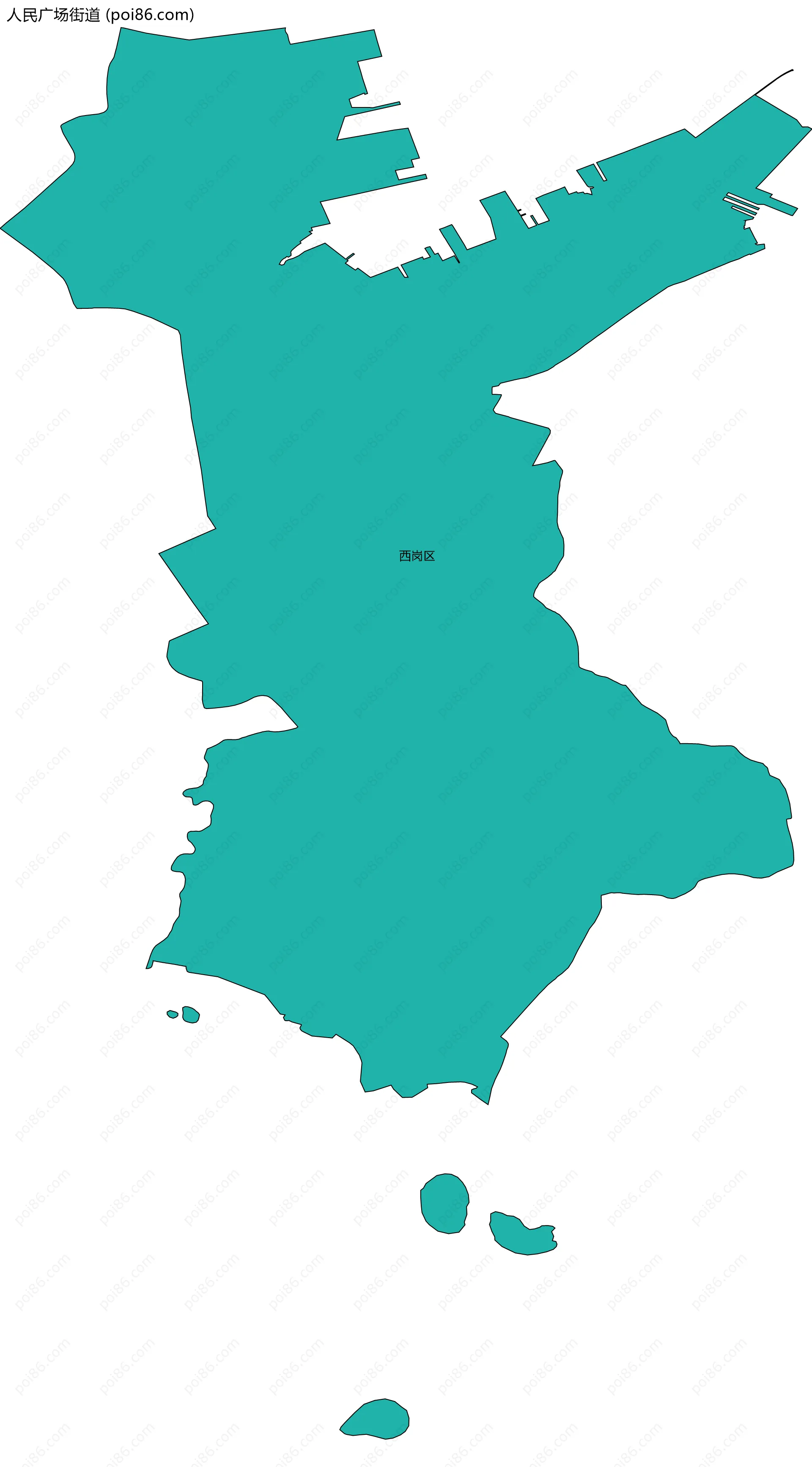 人民广场街道边界地图(五级行政区划)