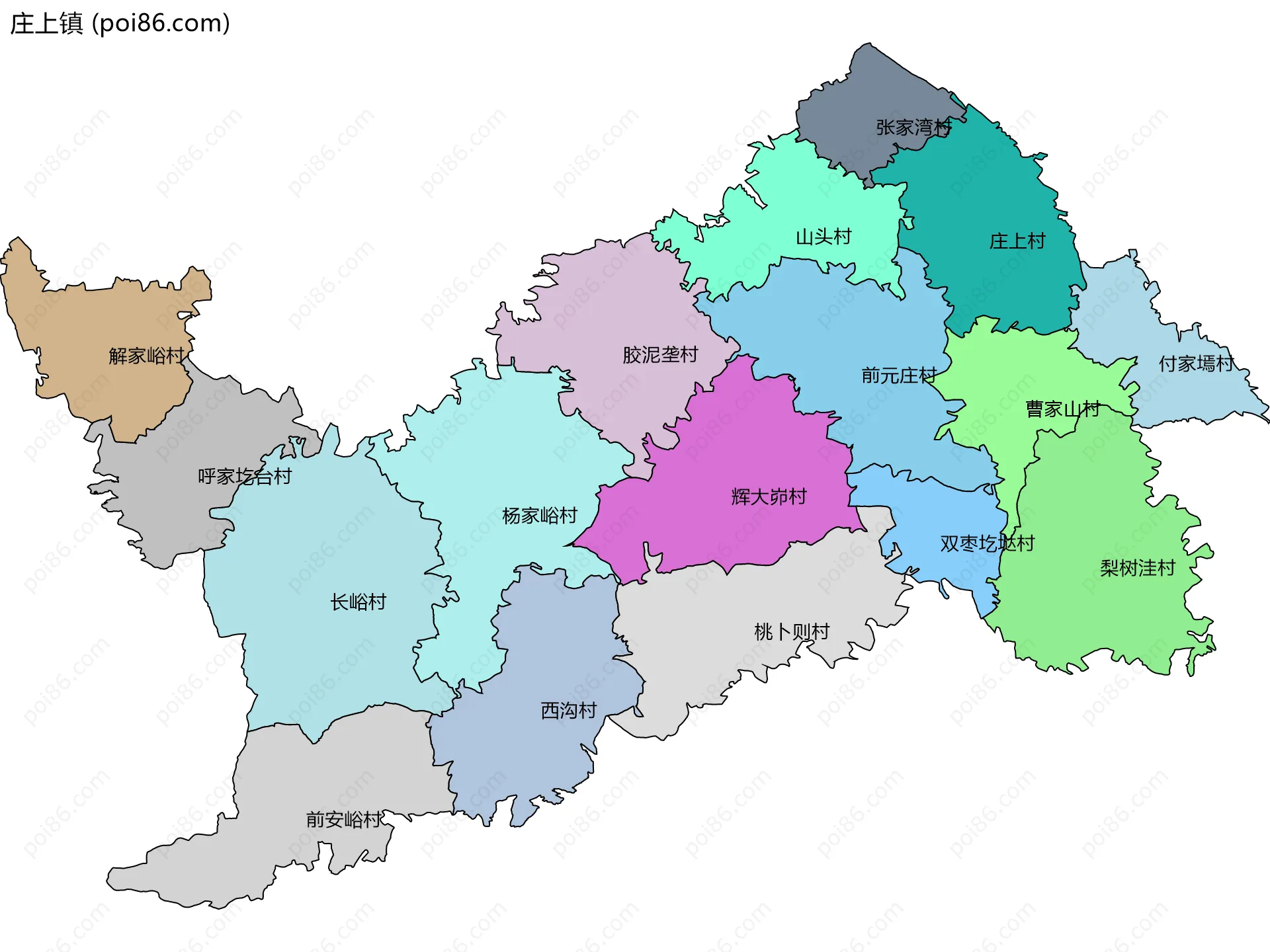 庄上镇边界地图(五级行政区划)