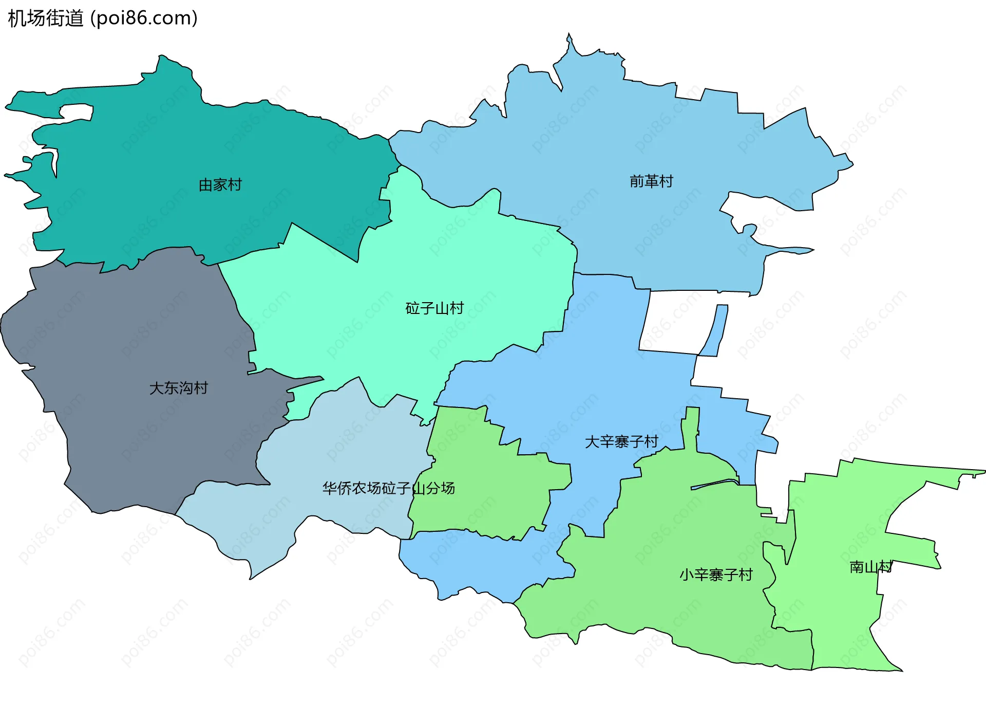 机场街道边界地图(五级行政区划)