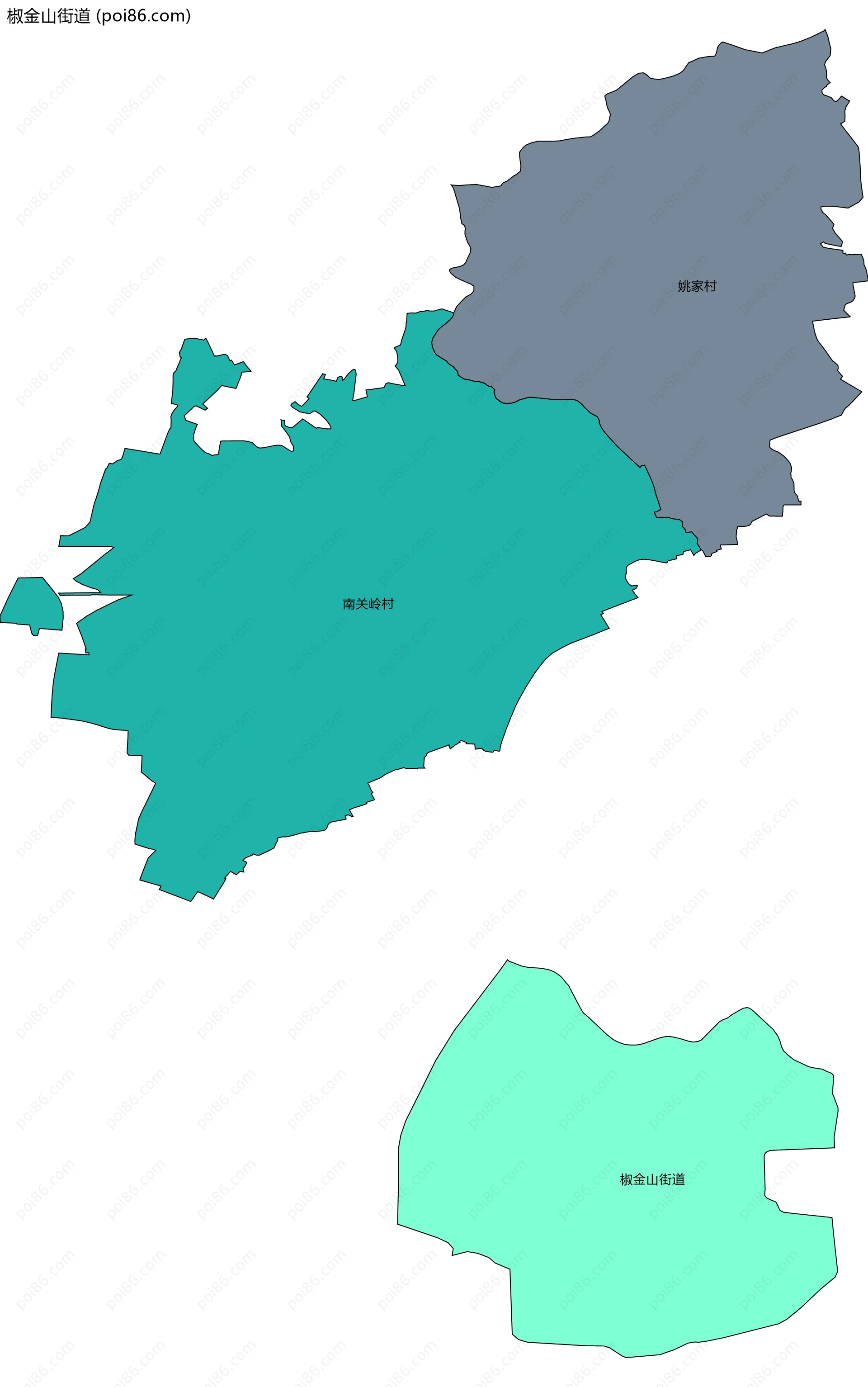 椒金山街道边界地图(五级行政区划)