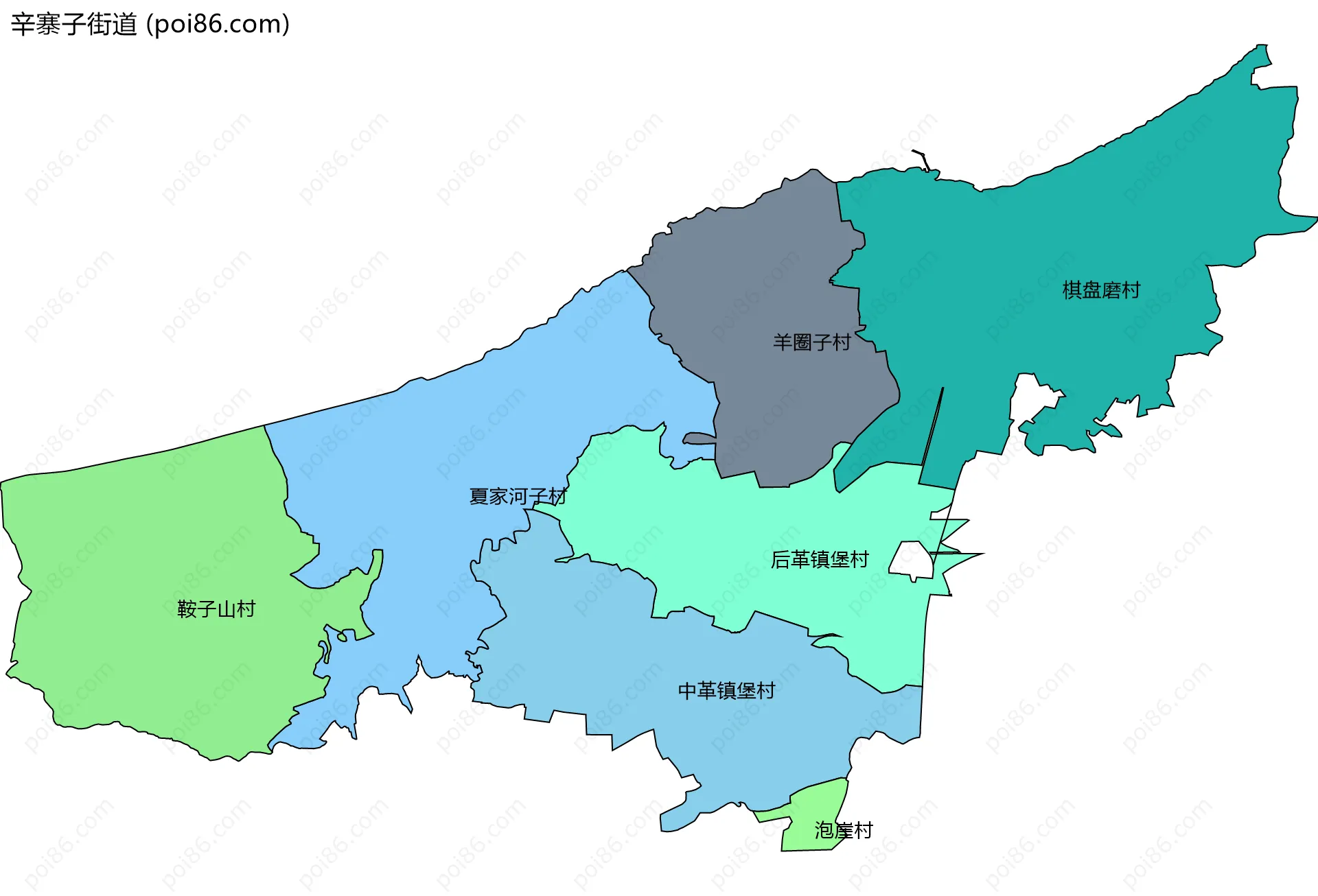 辛寨子街道边界地图(五级行政区划)