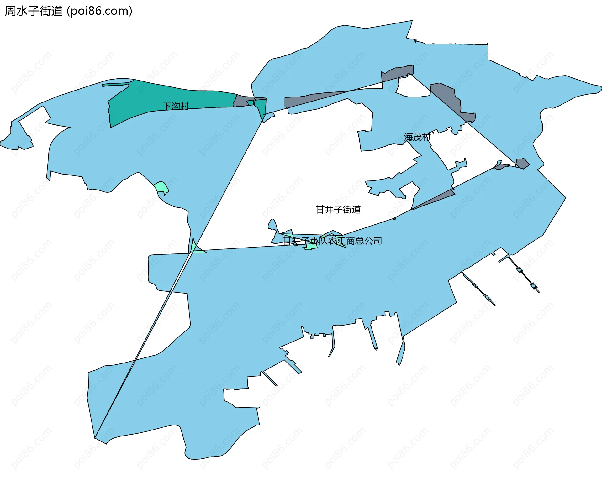 周水子街道边界地图(五级行政区划)