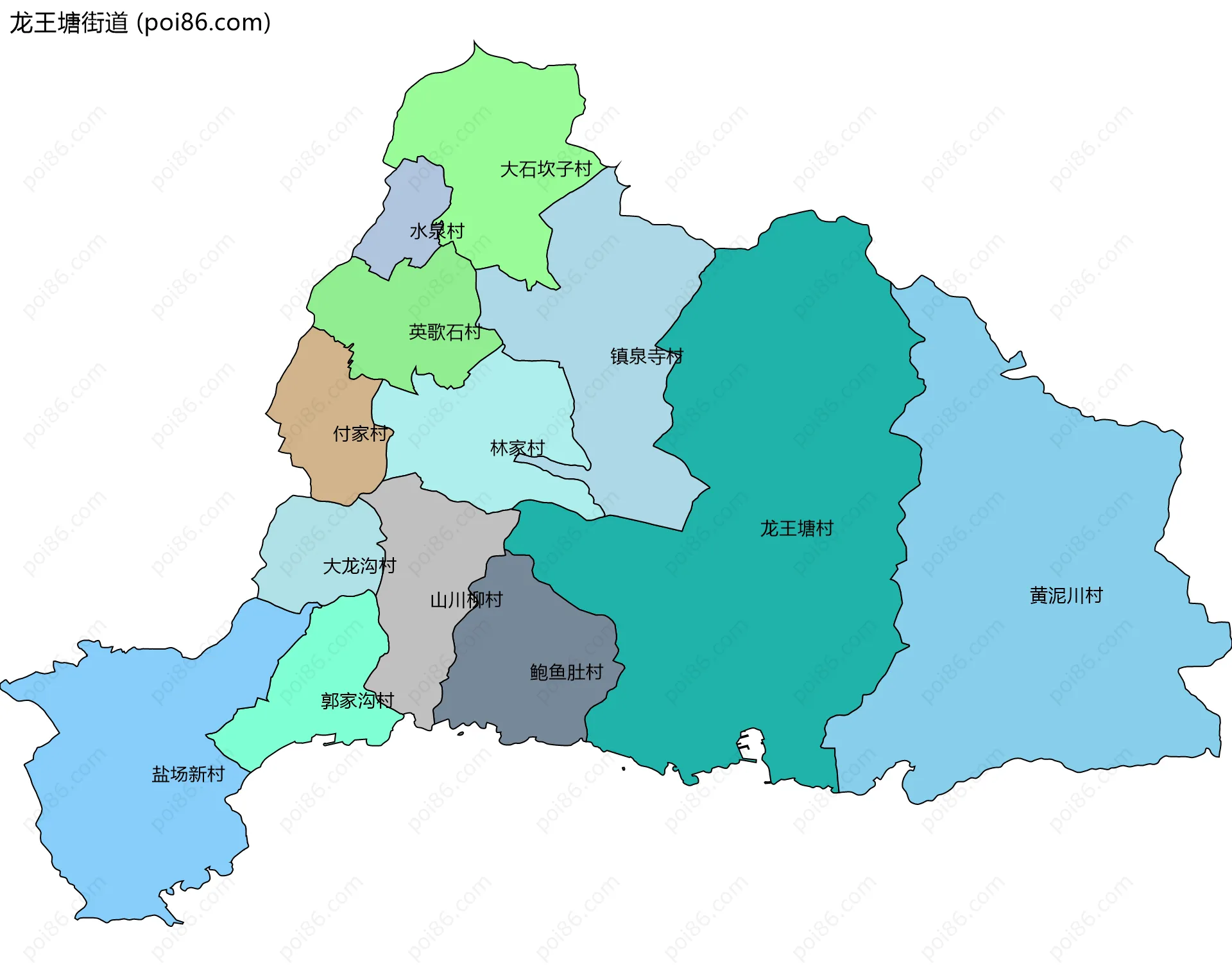 龙王塘街道边界地图(五级行政区划)