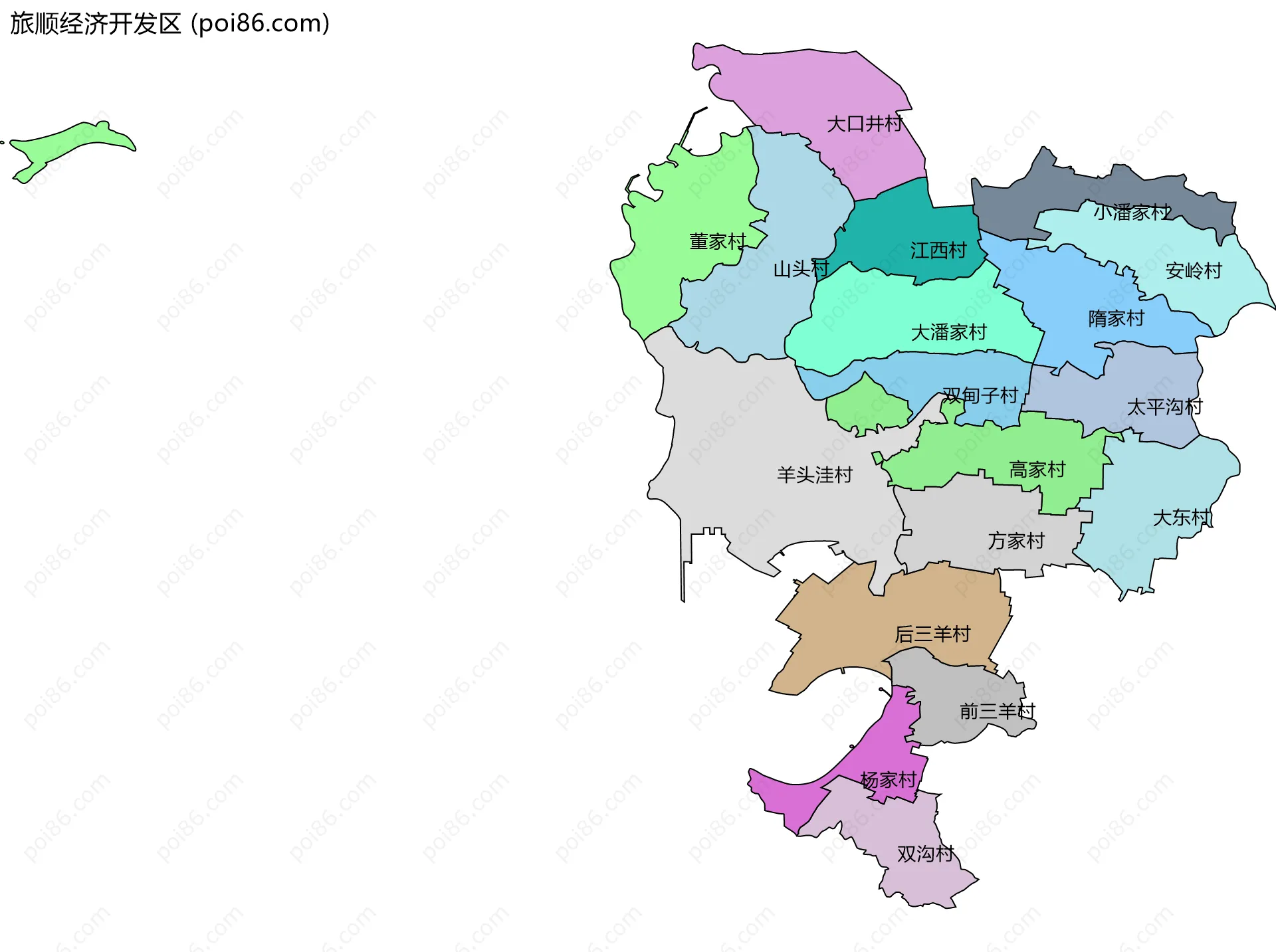 旅顺经济开发区边界地图(五级行政区划)