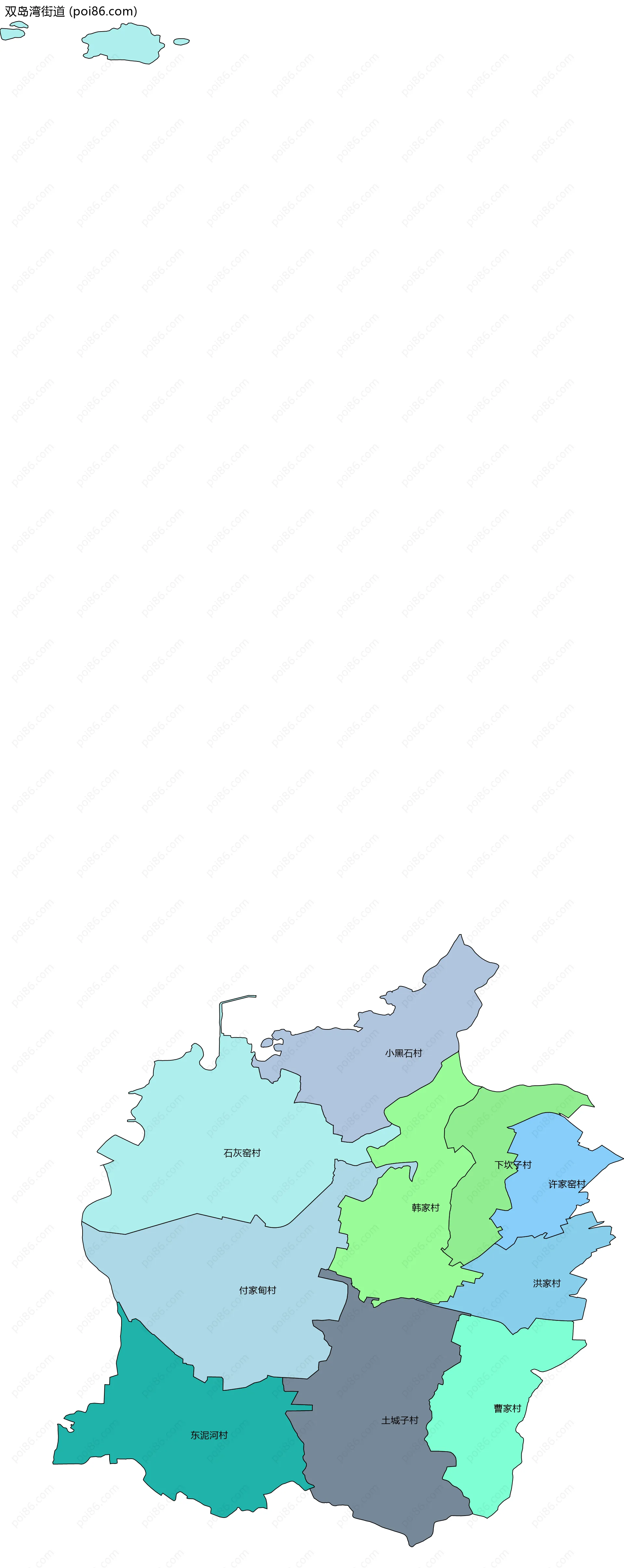 双岛湾街道边界地图(五级行政区划)