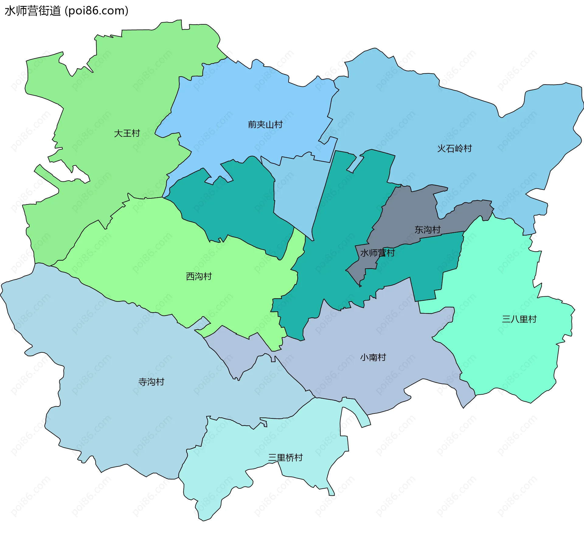 水师营街道边界地图(五级行政区划)