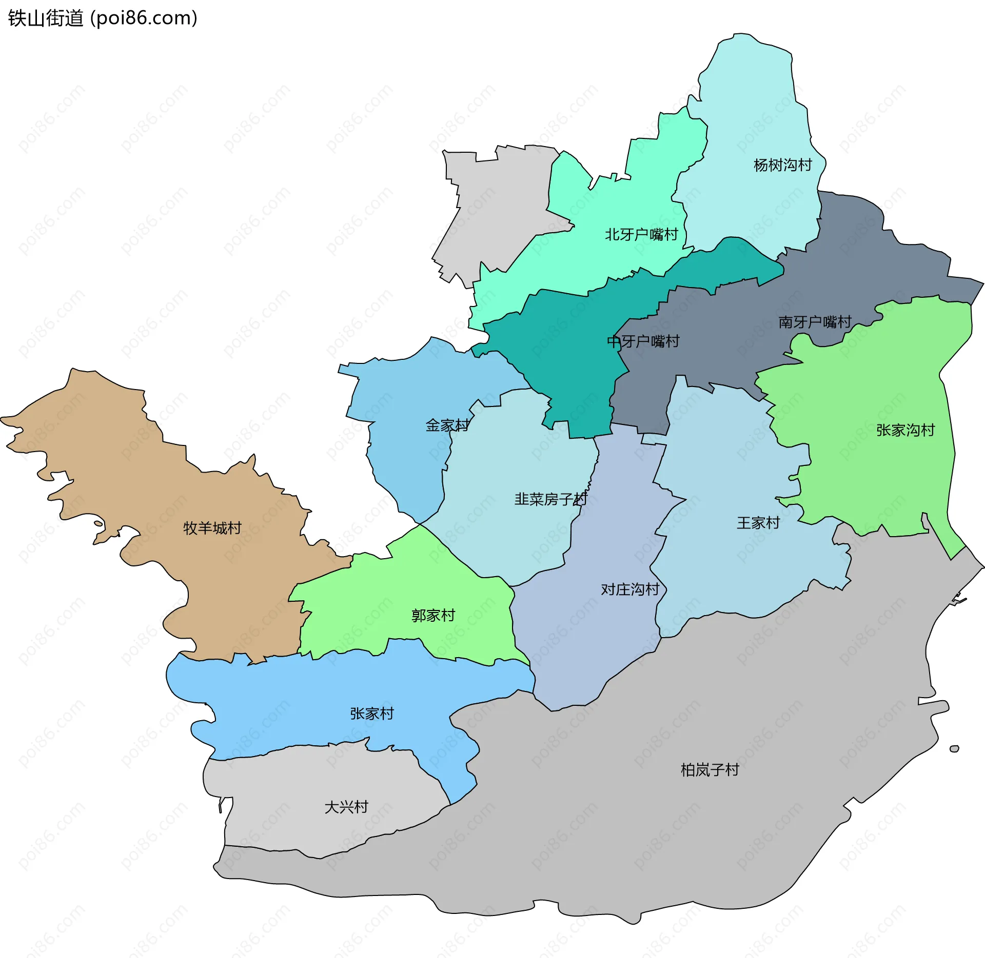 铁山街道边界地图(五级行政区划)