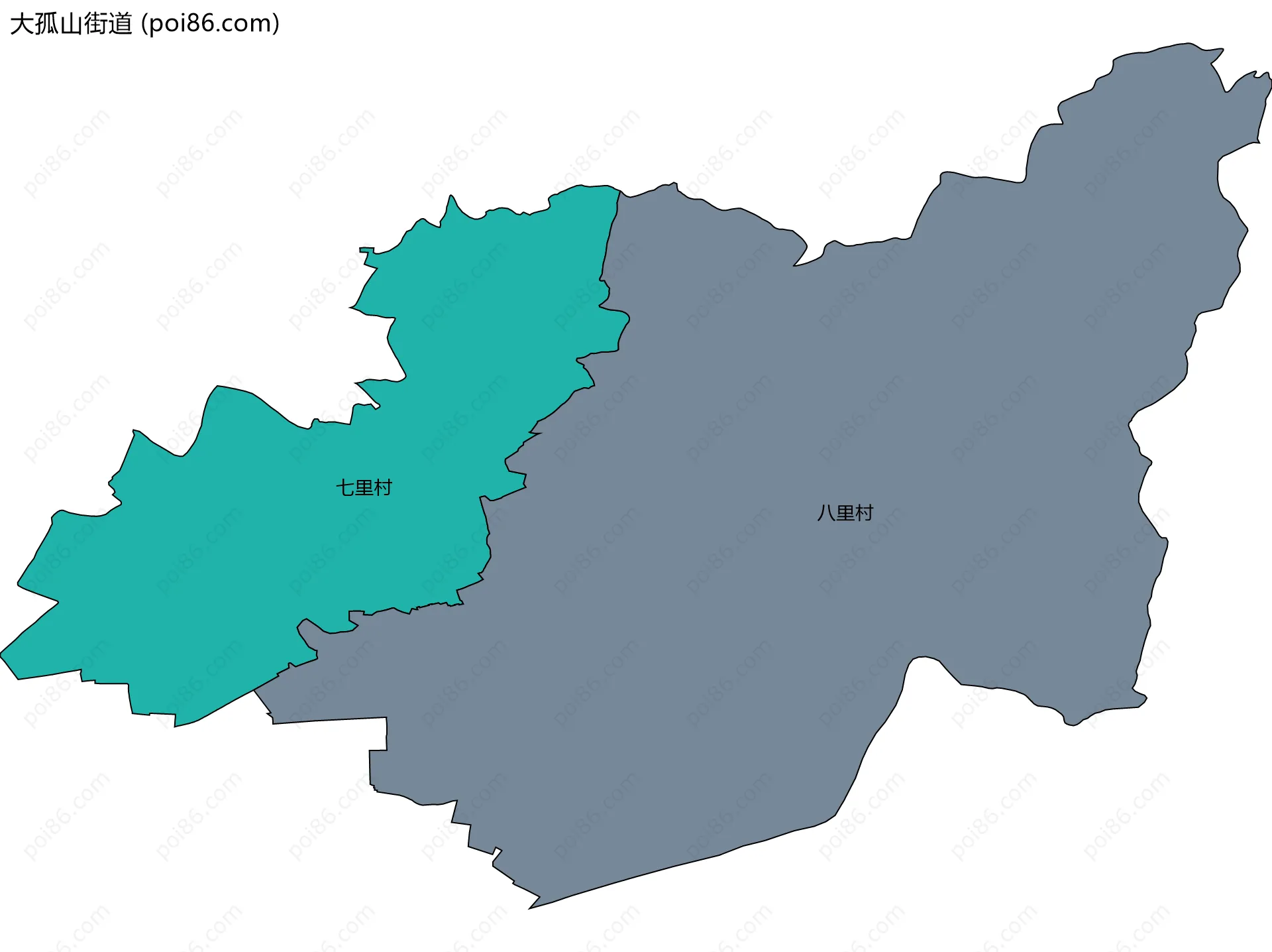 大孤山街道边界地图(五级行政区划)