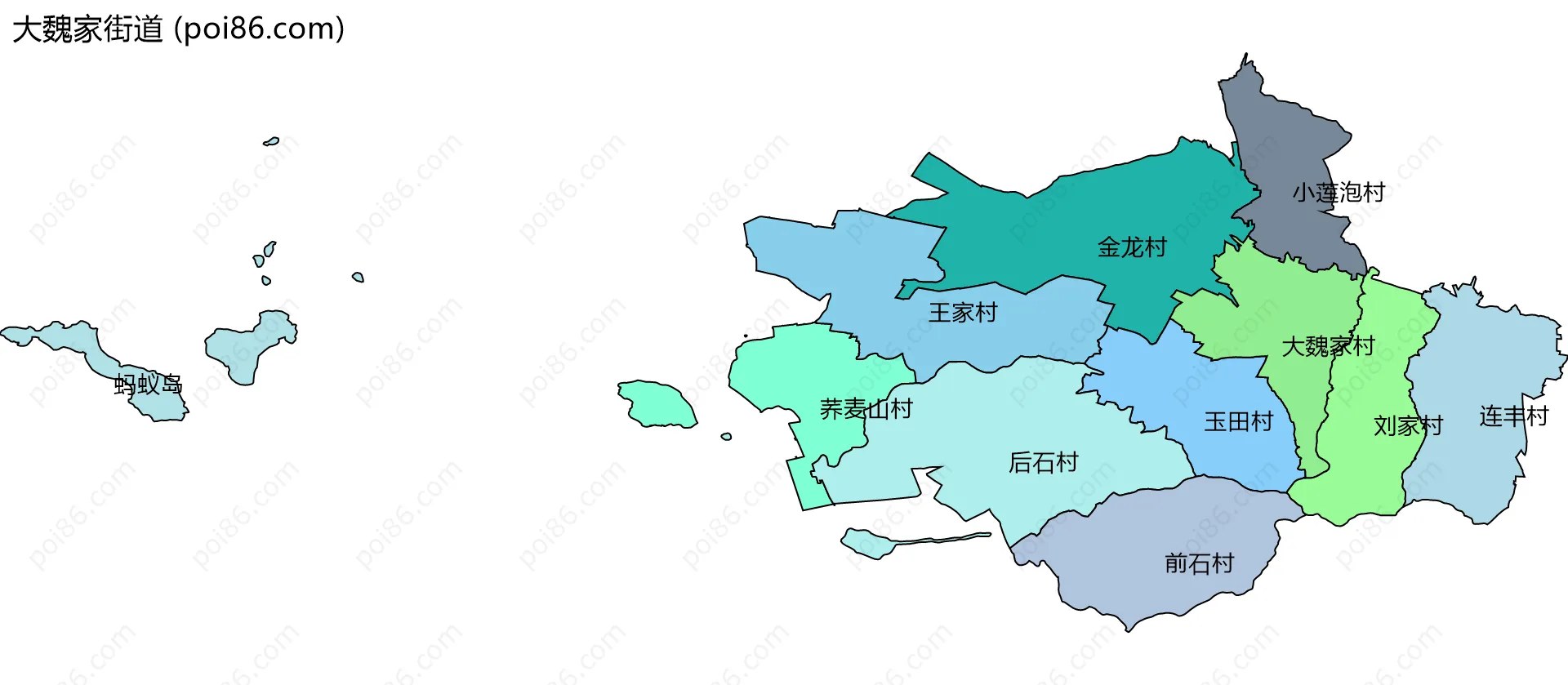 大魏家街道边界地图(五级行政区划)