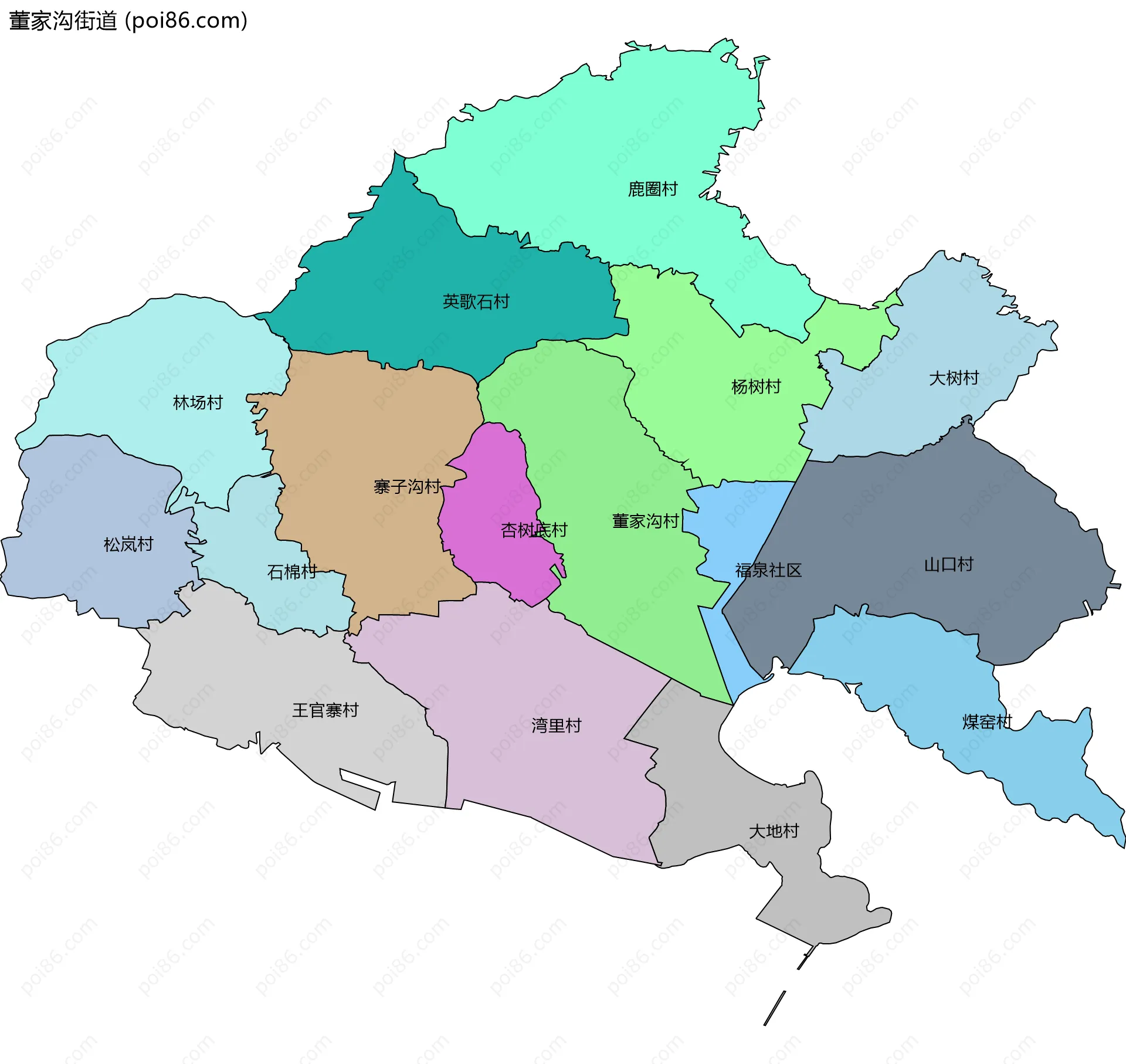 董家沟街道边界地图(五级行政区划)