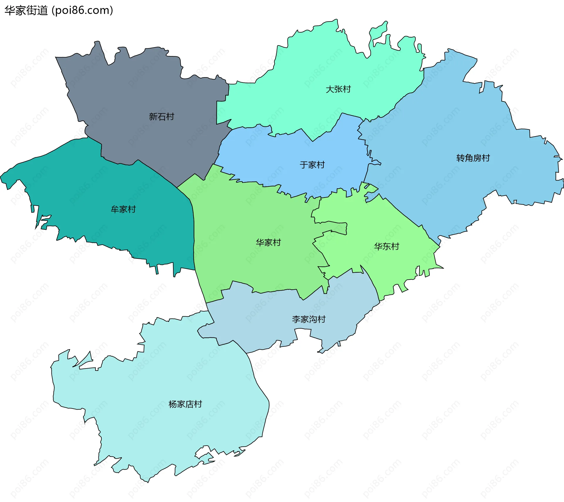 华家街道边界地图(五级行政区划)