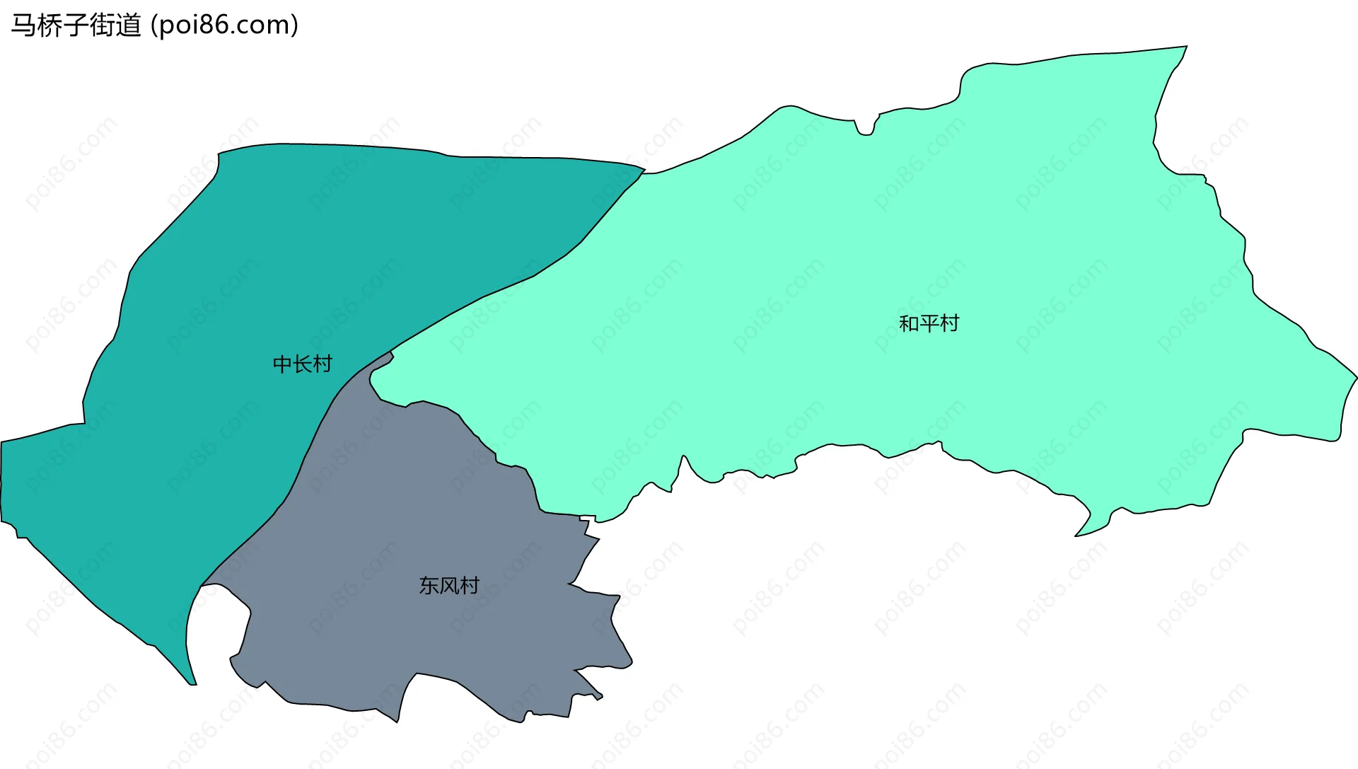 马桥子街道边界地图(五级行政区划)