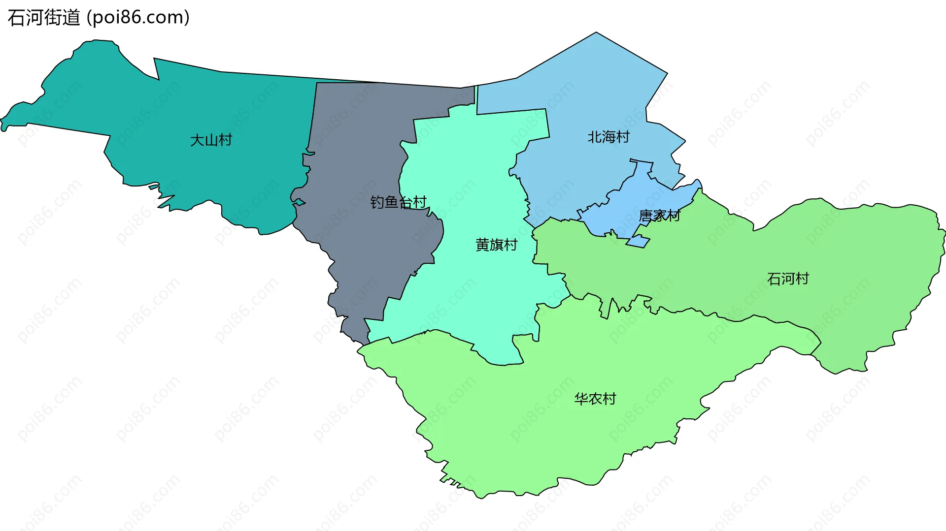 石河街道边界地图(五级行政区划)
