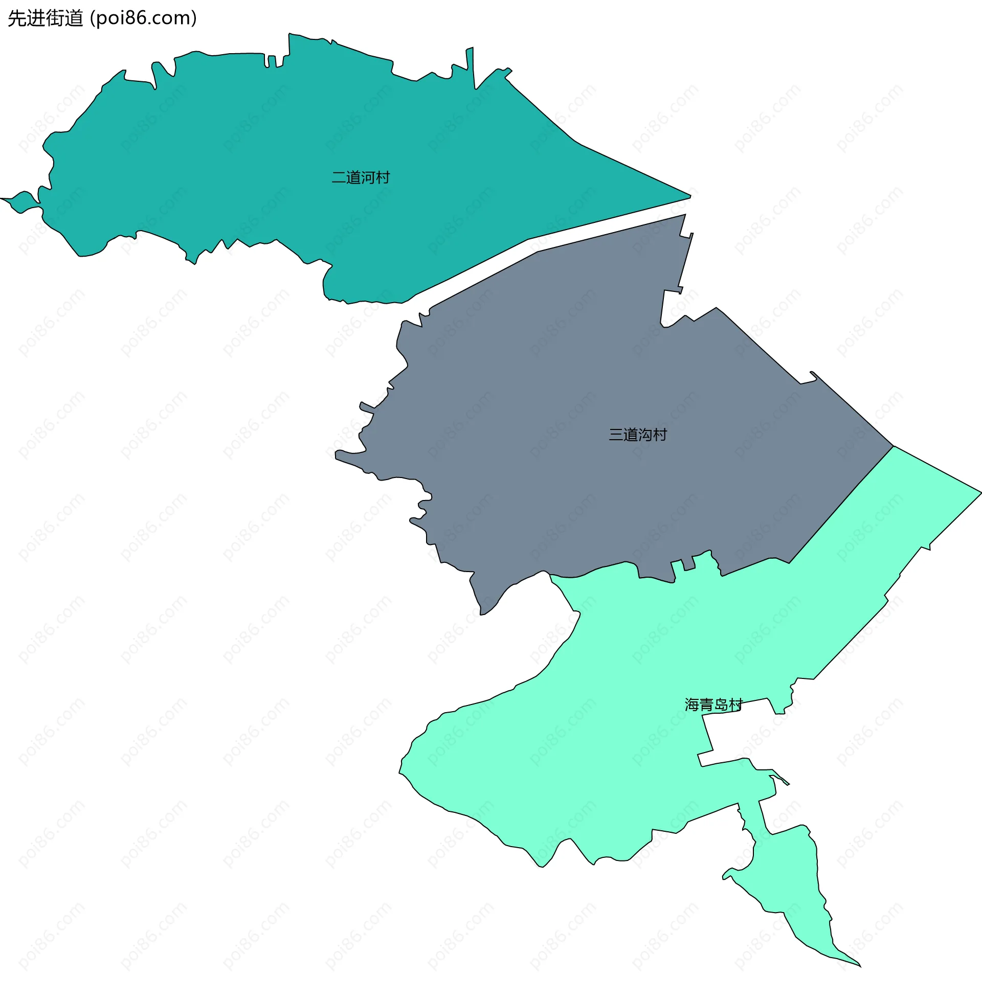 先进街道边界地图(五级行政区划)