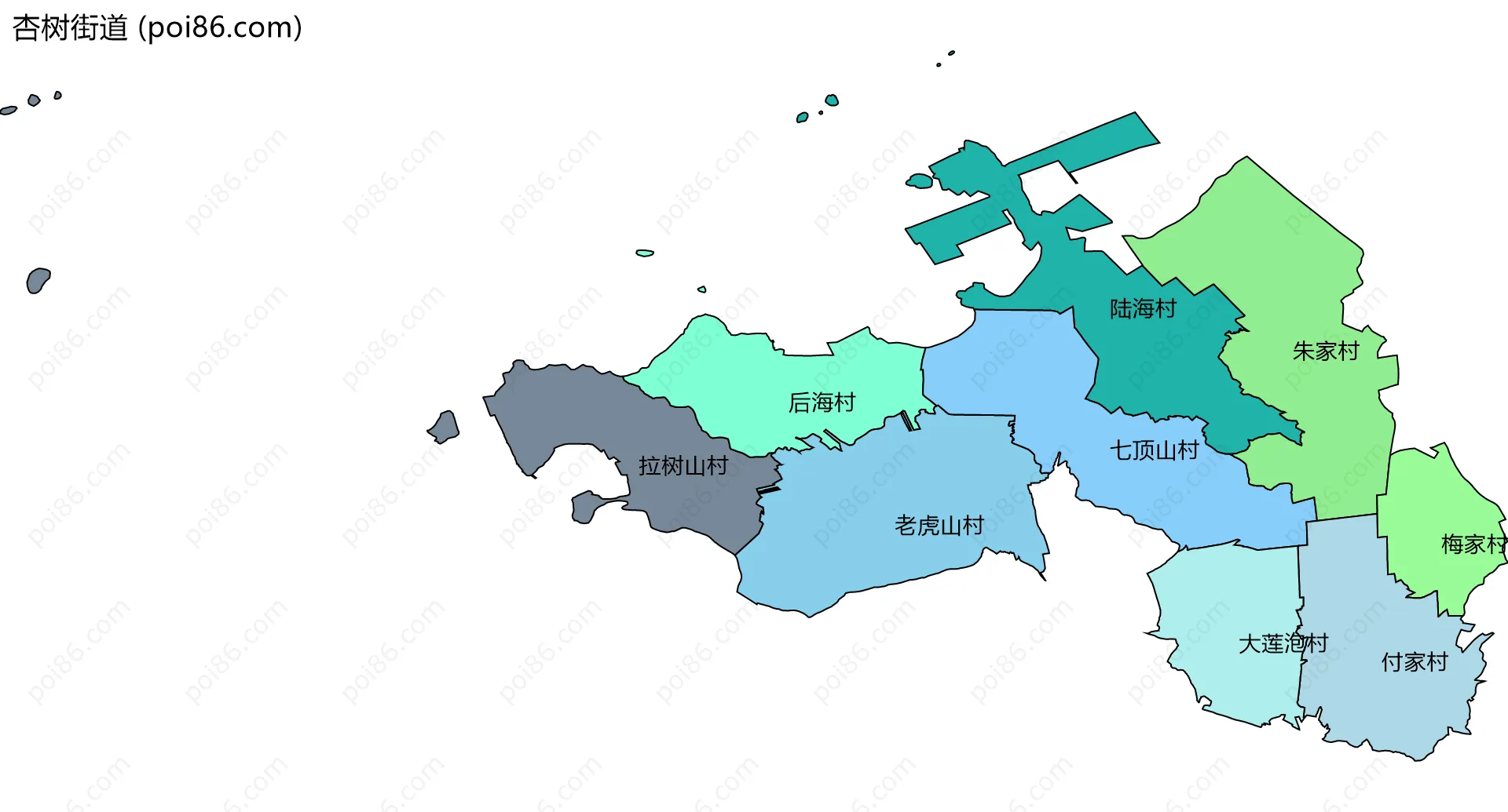 杏树街道边界地图(五级行政区划)