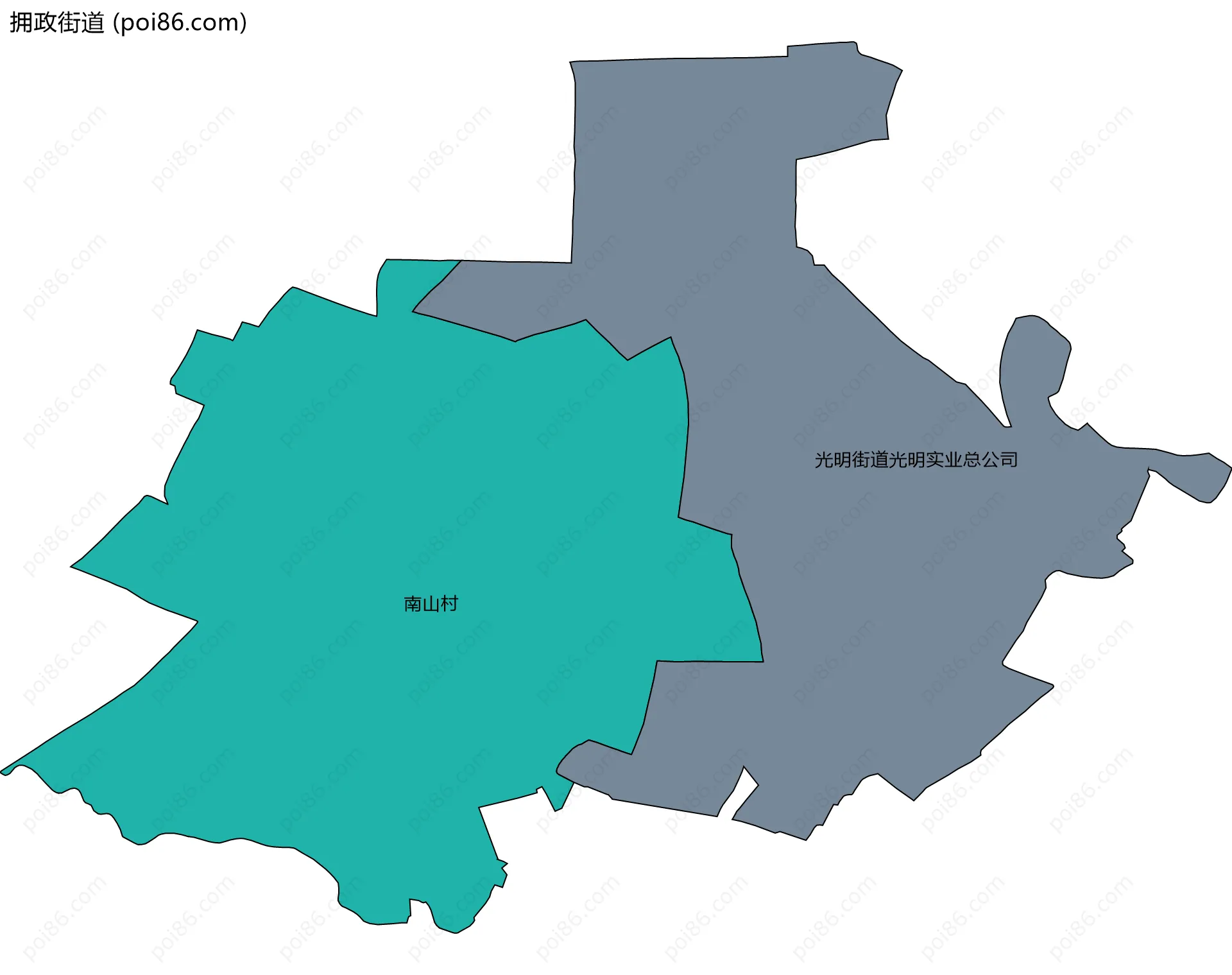 拥政街道边界地图(五级行政区划)
