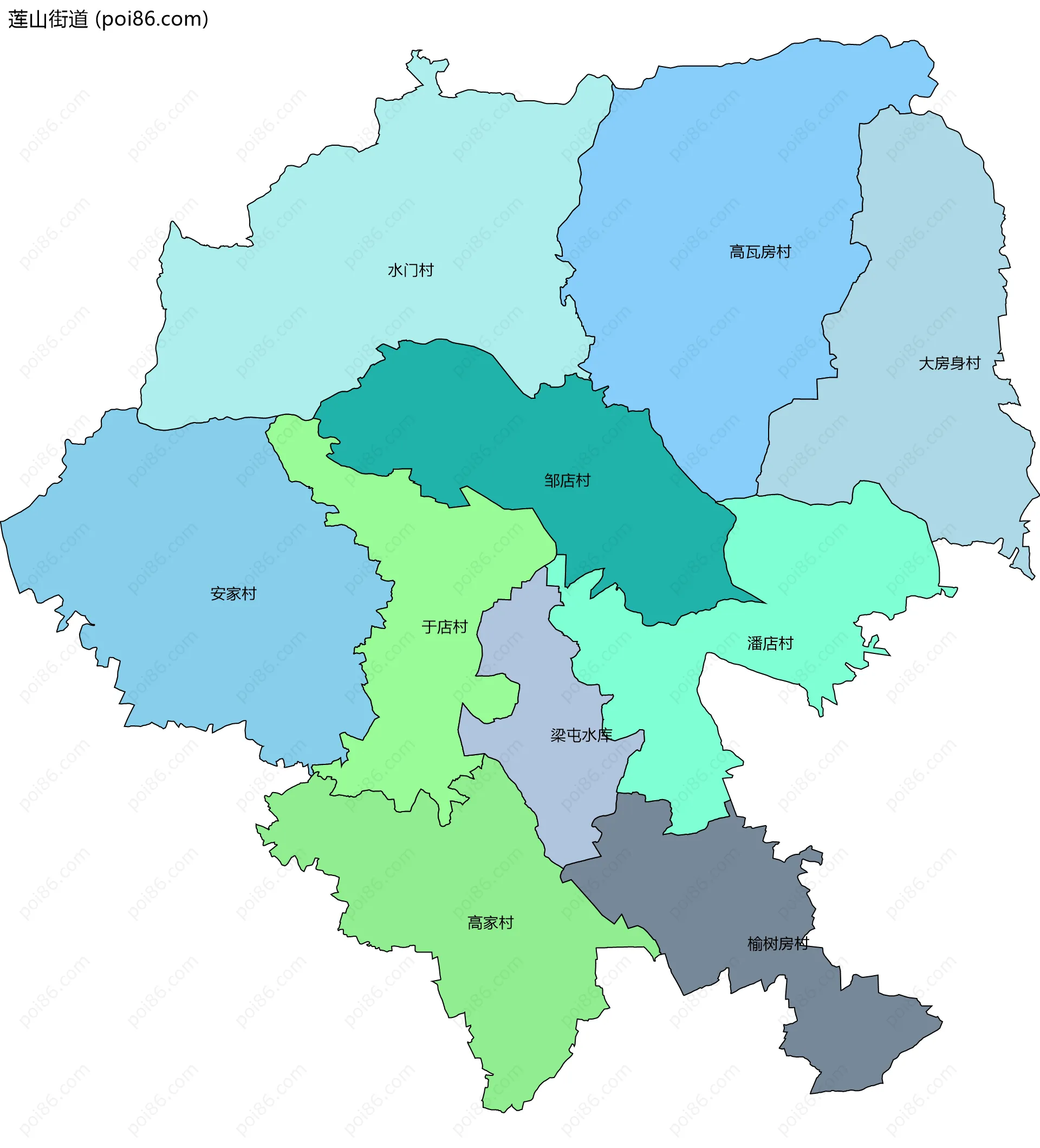 莲山街道边界地图(五级行政区划)