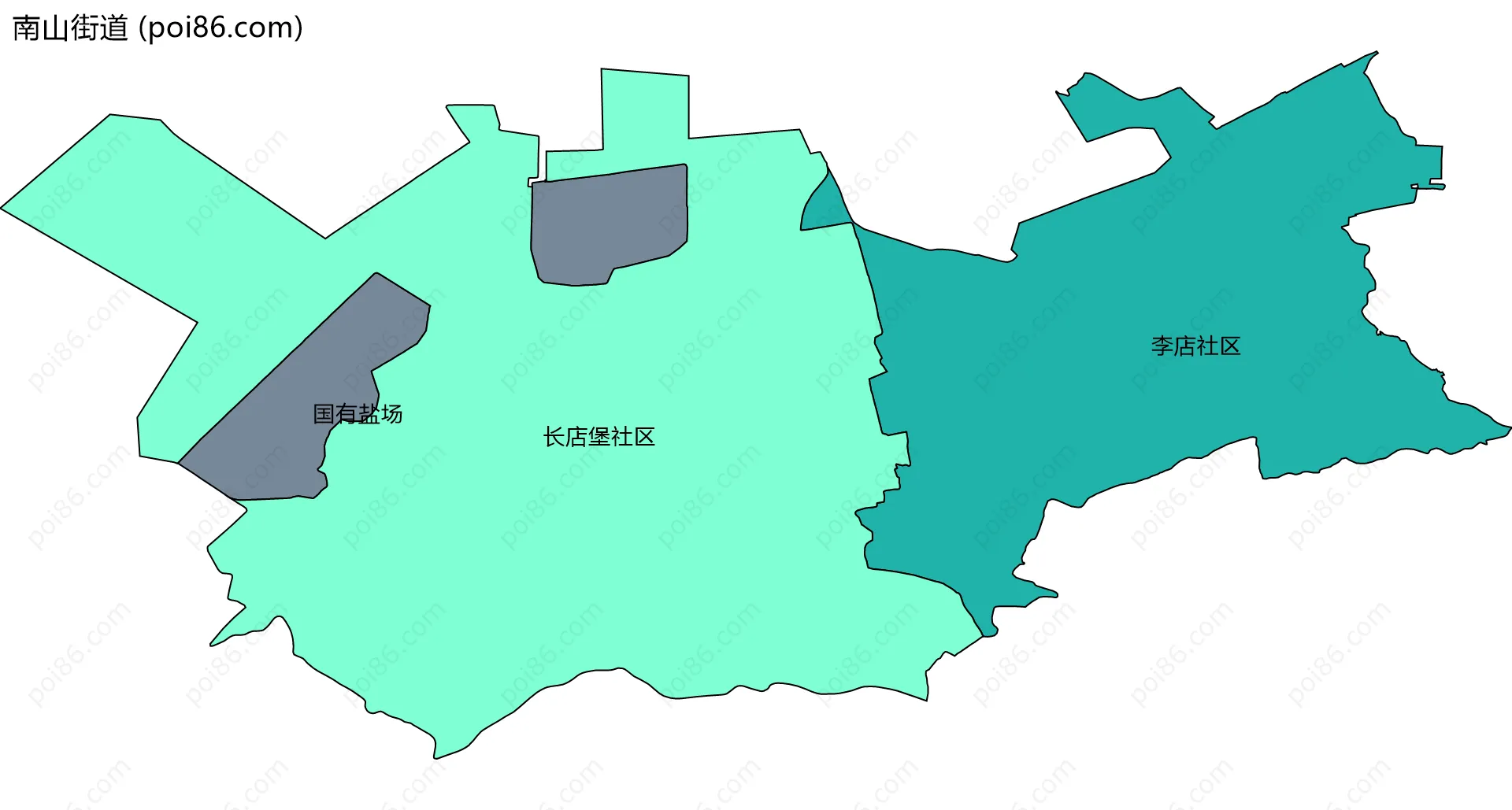 南山街道边界地图(五级行政区划)