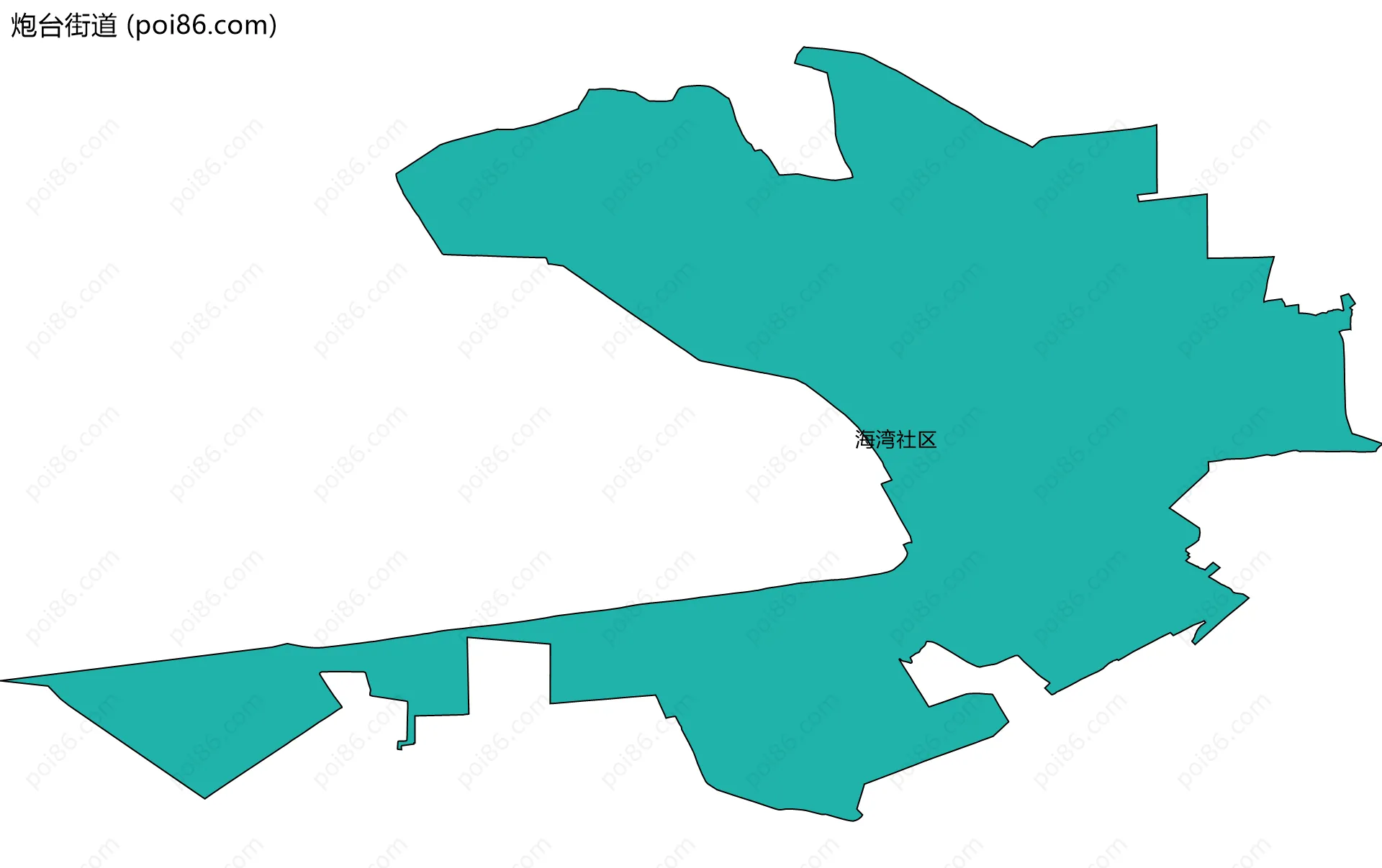 炮台街道边界地图(五级行政区划)