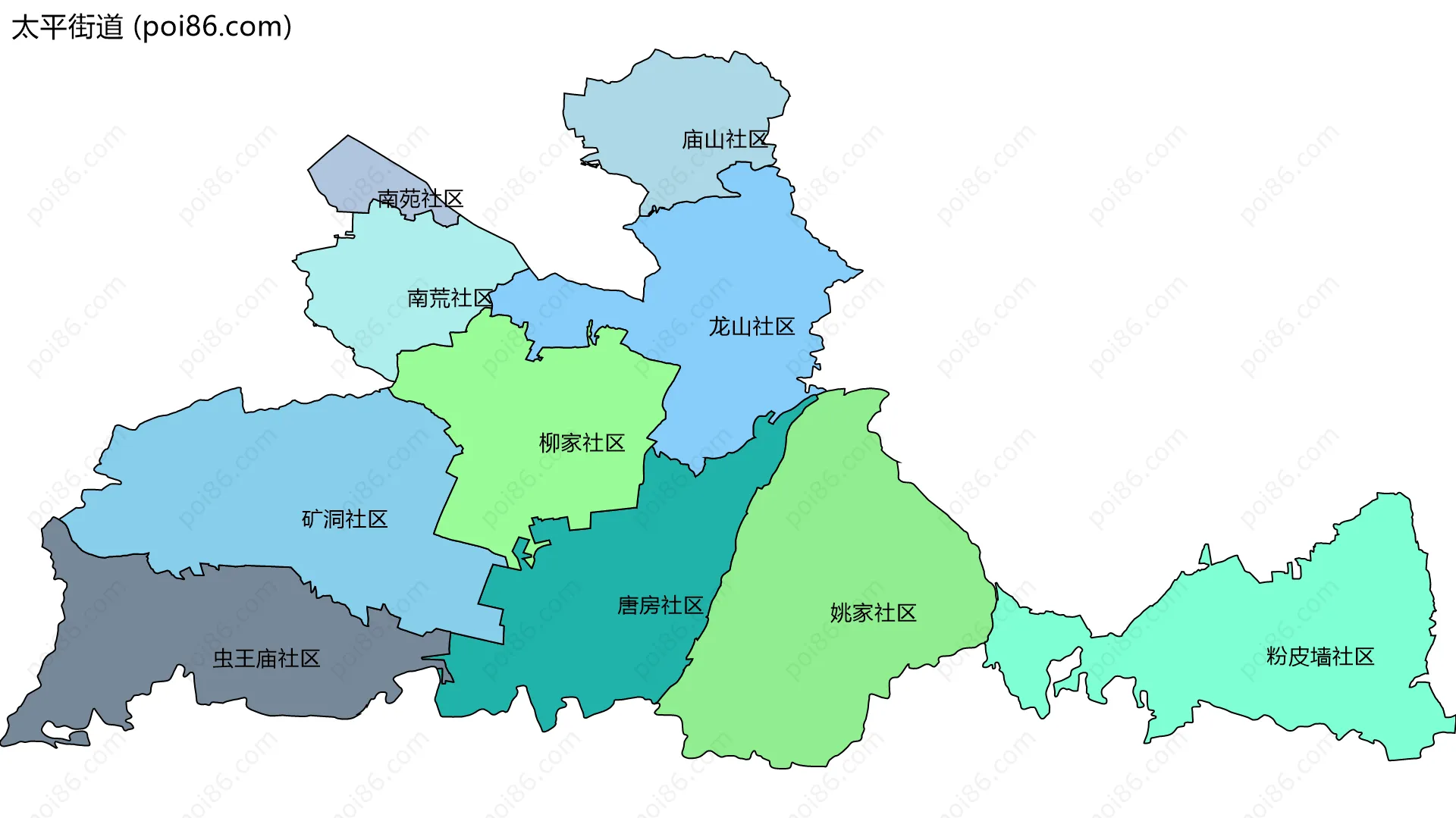 太平街道边界地图(五级行政区划)