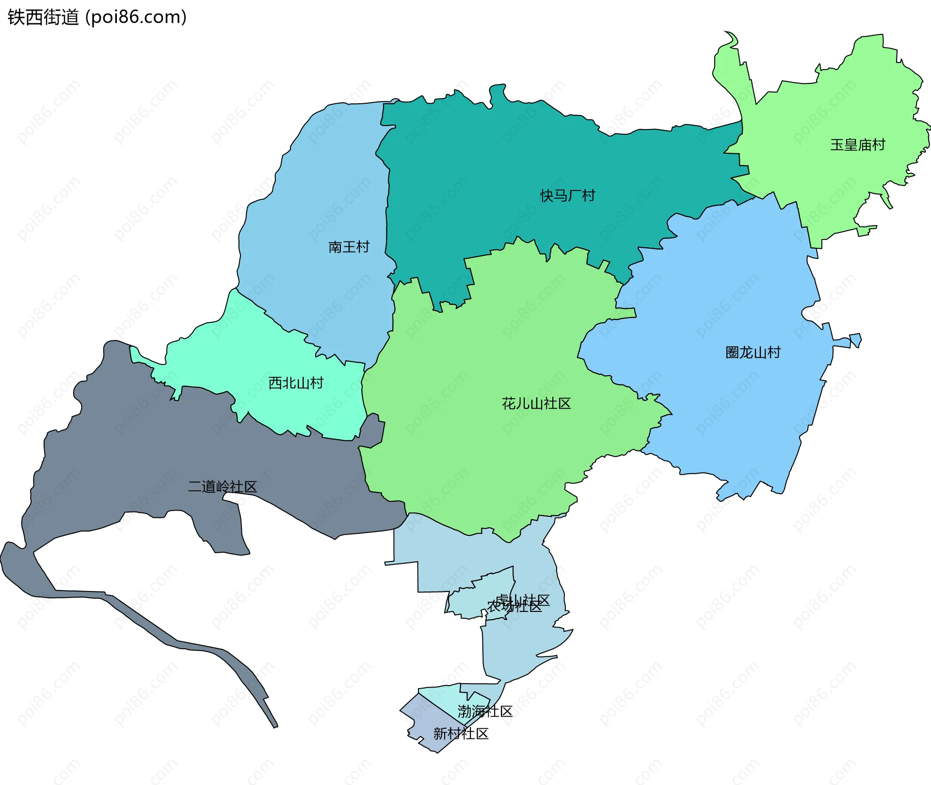 铁西街道边界地图(五级行政区划)