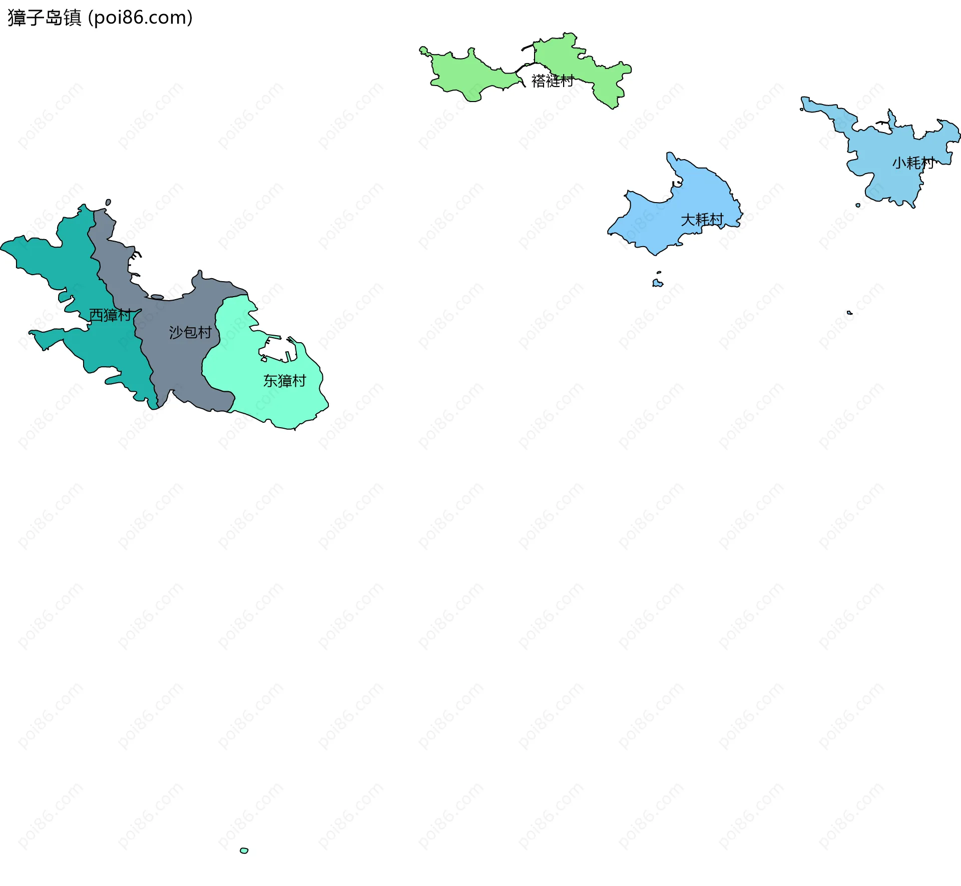 獐子岛镇边界地图(五级行政区划)