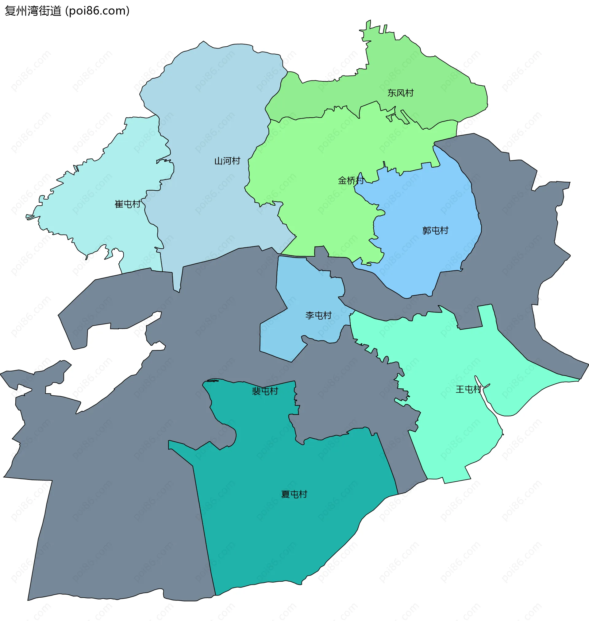 复州湾街道边界地图(五级行政区划)